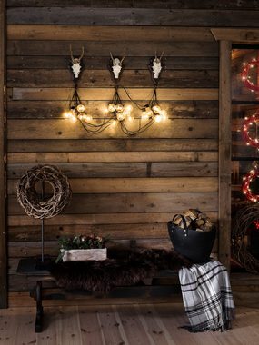 KONSTSMIDE LED-Lichterkette Weihnachtsdeko aussen, 10-flammig, LED Biergartenkette, 10 klare Birnen / 80 bernsteinfarbene Dioden