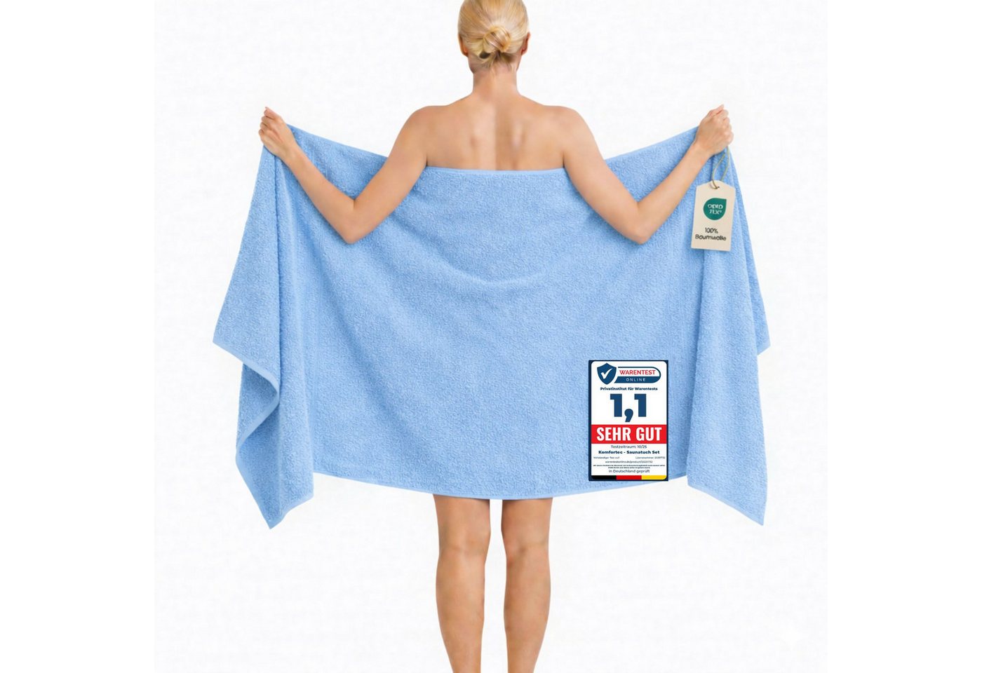Komfortec Saunatuch 100x200 cm Badetuch aus 100% Baumwolle, Frottee (1-St), extra Große, Schnelltrocknend