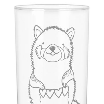 Mr. & Mrs. Panda Glas 400 ml Roter Panda - Transparent - Geschenk, Wasserglas mit Gravur, W, Premium Glas, Magische Gravur