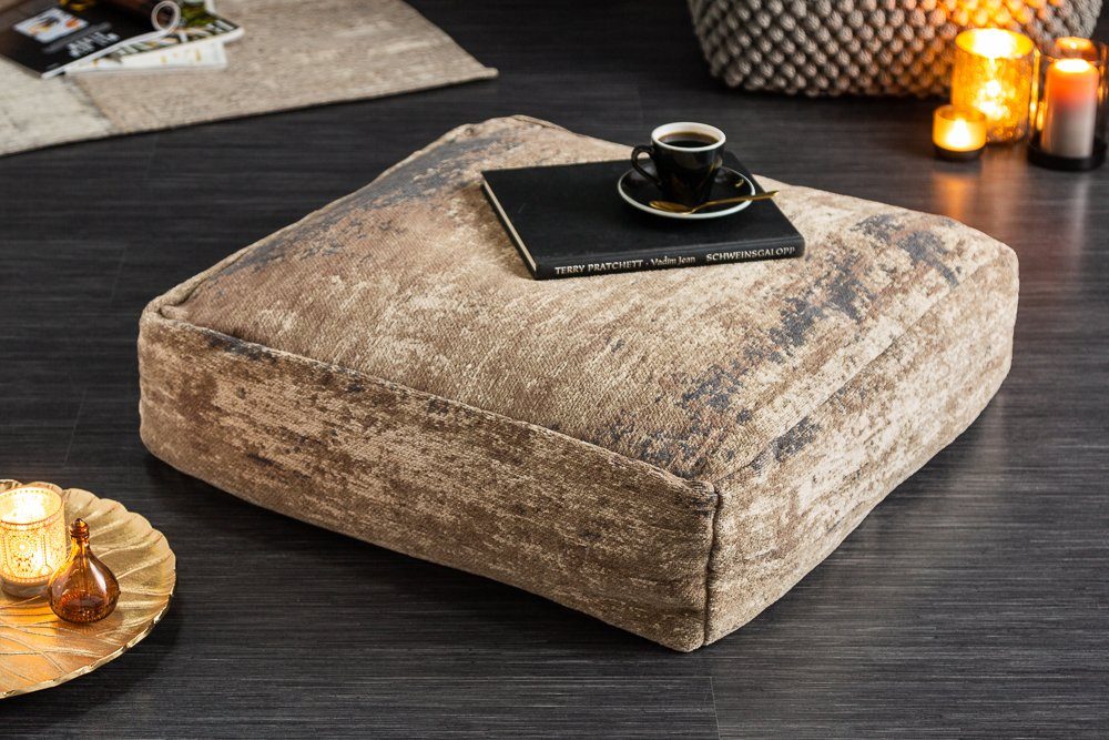 riess-ambiente Bodenkissen XL MODERN ART 70cm braun / beige, Sitzkissen · abstraktes Muster · Modern Design