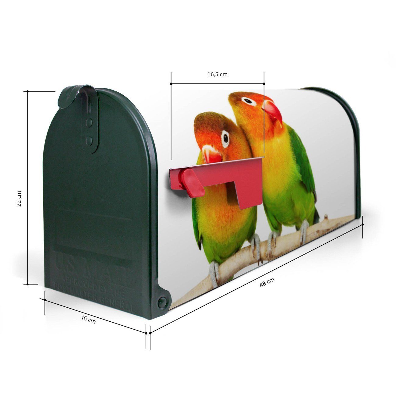 x USA), Mailbox grün Papageien original 17 51 x aus Mississippi Briefkasten, Briefkasten (Amerikanischer cm Amerikanischer banjado 22