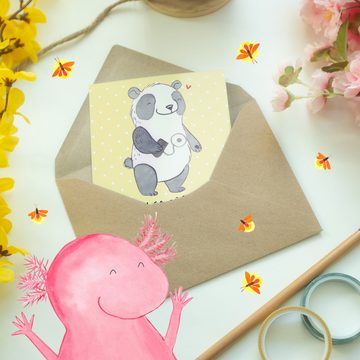 Mr. & Mrs. Panda Grußkarte Panda Insulinpumpe - Gelb Pastell - Geschenk, Grußkarte, Diabetes mel, Hochglänzende Veredelung