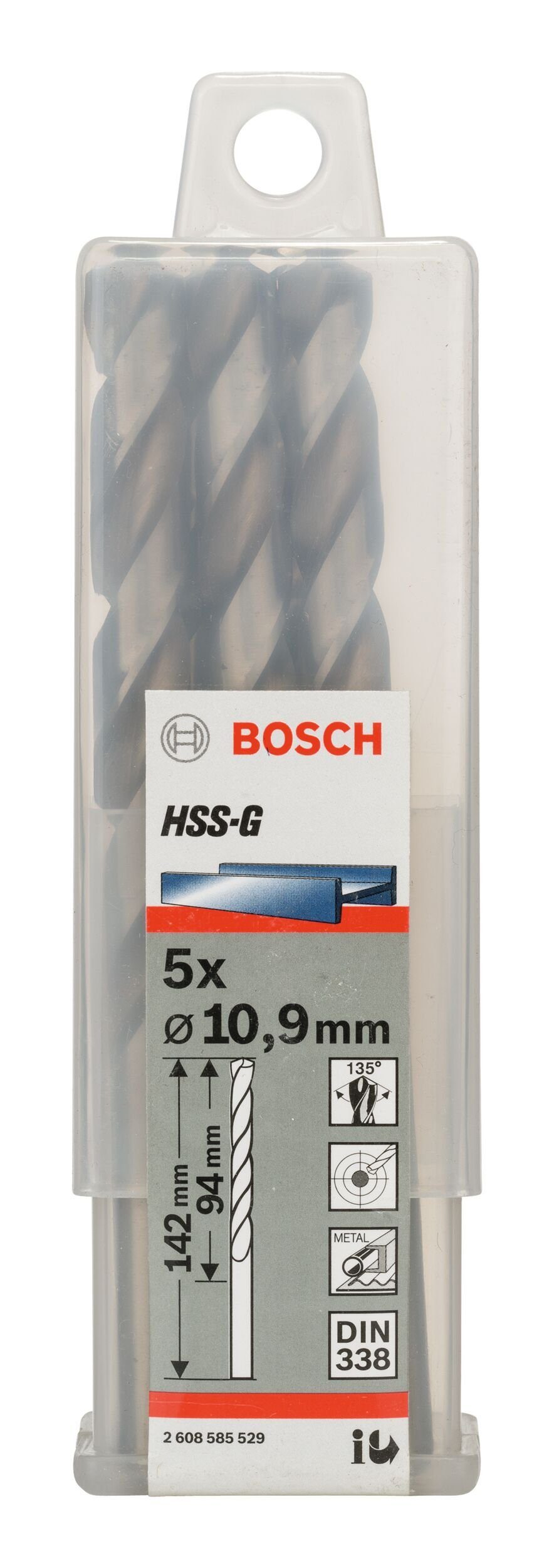 (DIN Stück), mm - HSS-G 338) 10,9 - x 94 5er-Pack 142 x Metallbohrer, BOSCH (5