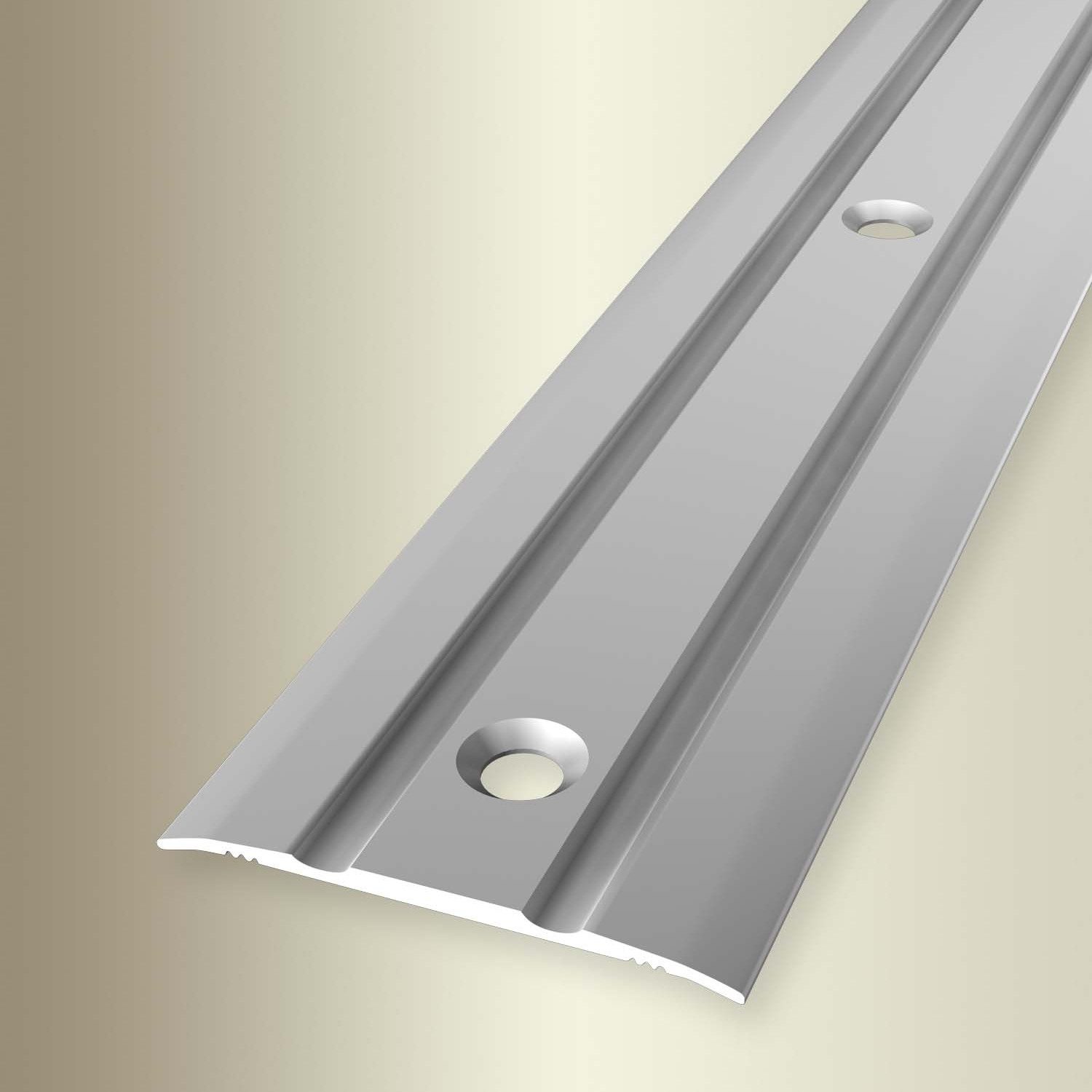 Küberit Übergangsprofil 2.5 x 38 x 1000 mm Aluminium Übergangsschiene Silber Versenkt Gebohrt