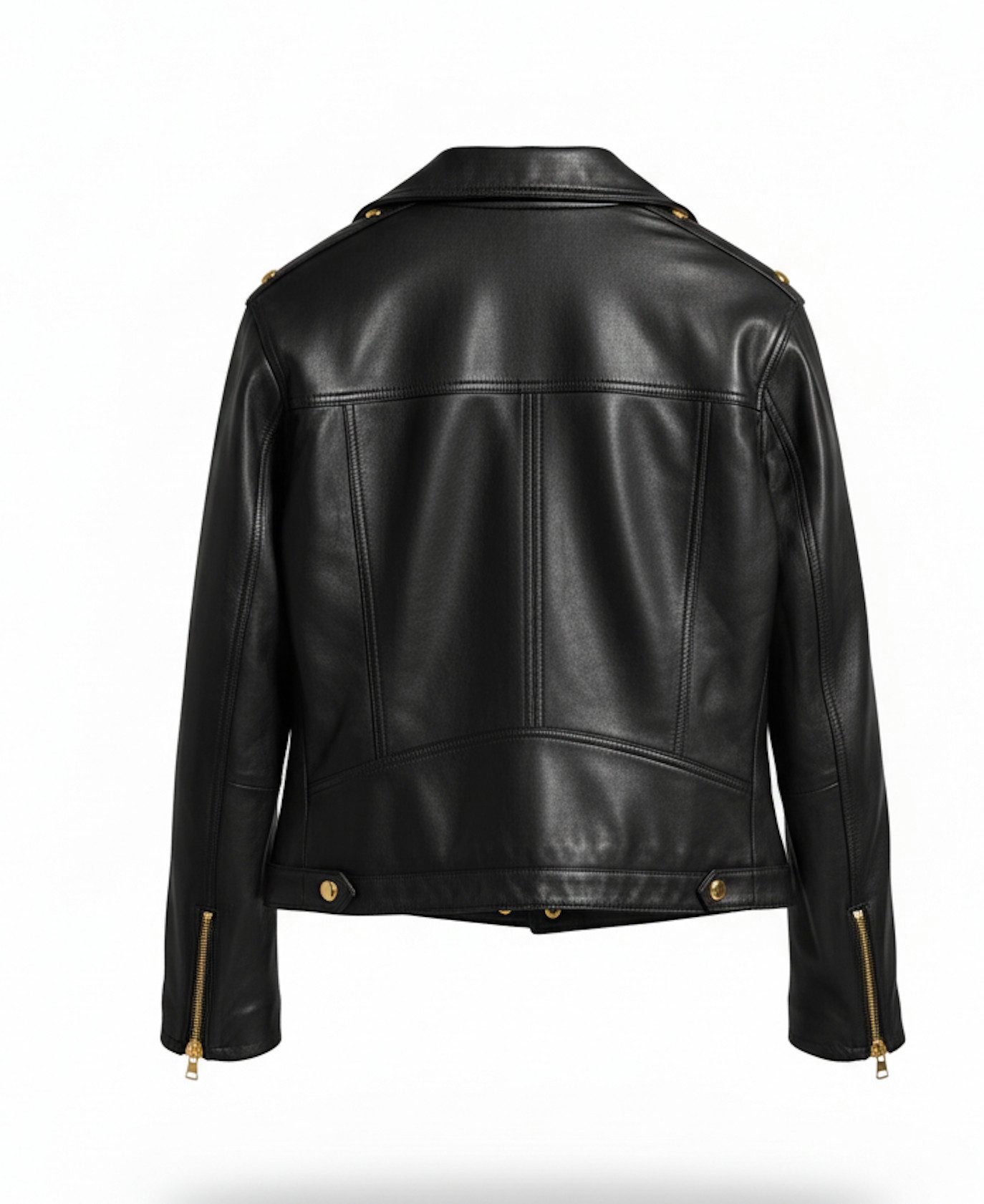 Versace Lederjacke Jeans Couture Leder Bikerjacke Damen XS Innenfutter mit auffälligem Baroque-Print in Multicolor