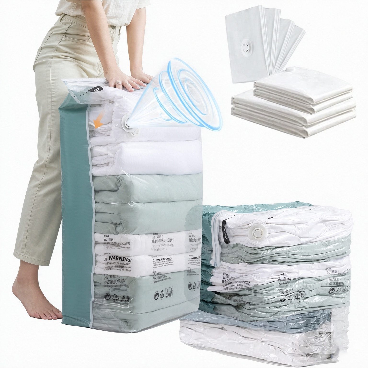 Diwzbyn Aufbewahrungstasche 4 Pack Würfel Vakuumbeutel,Schrankorganisation,Wiederverwendbar (4-tlg)