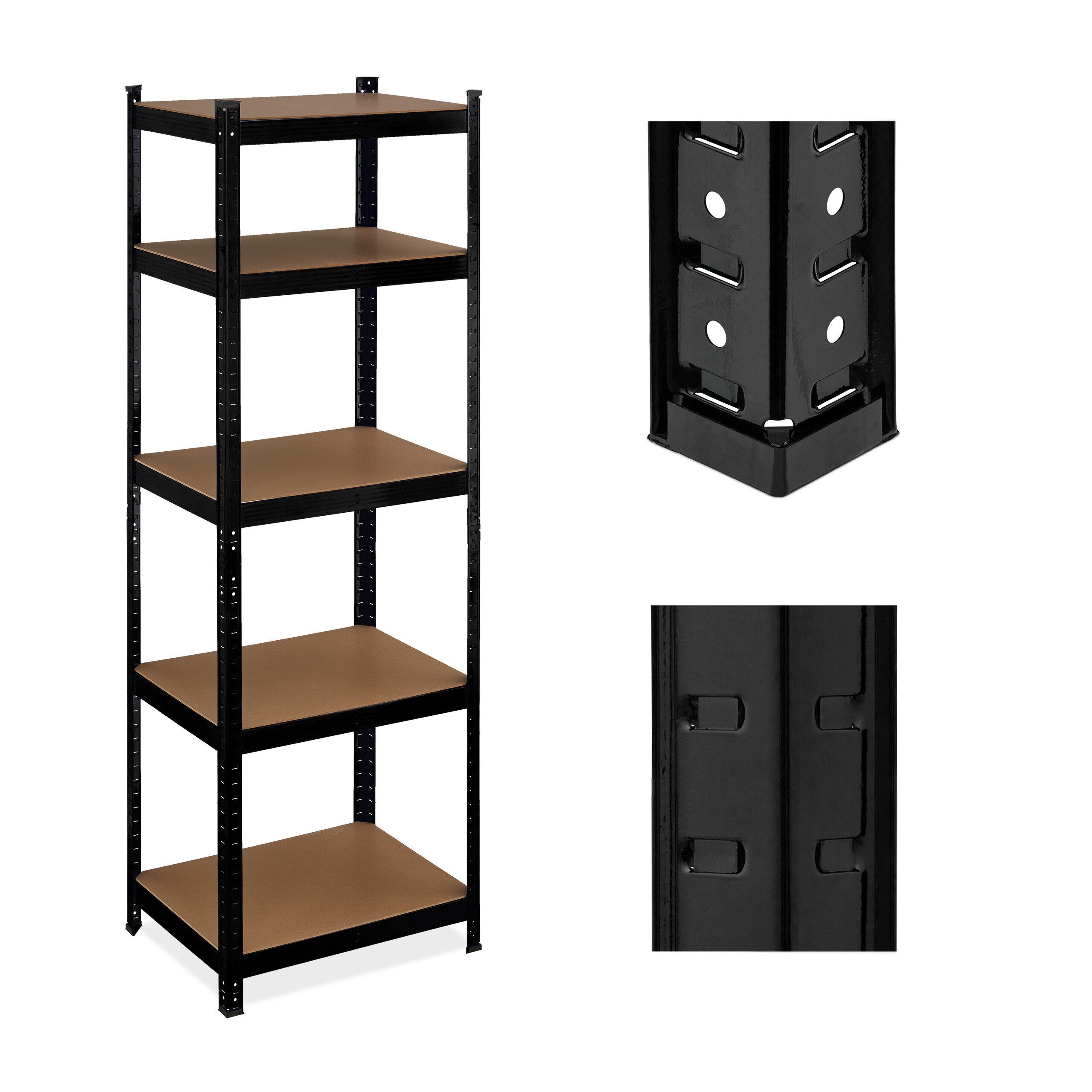 relaxdays Schwerlastregal Schwarzes Schwerlastregal mit 5 Ebenen günstig online kaufen