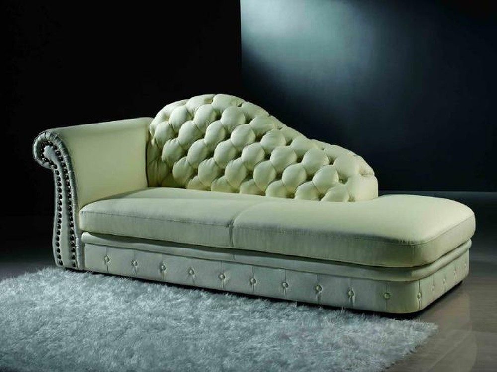 JVmoebel Chaiselongue Chesterfield Relaxliege in Weiß mit hochwertiger Polsterung, 1 Teile, Made in Europa