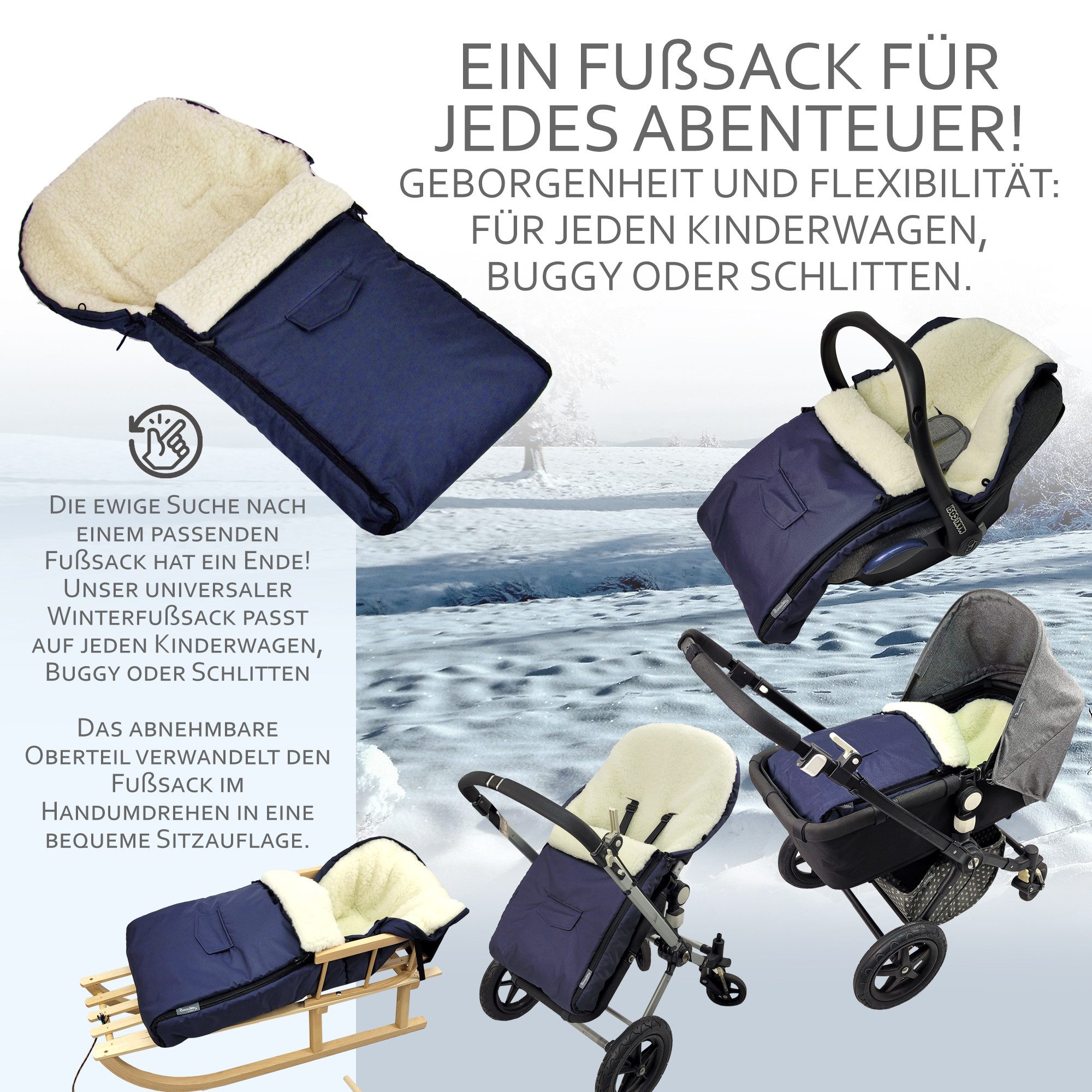 BambiniWelt by Rafael K. Fußsack Winterfußsack Babyfußsack Fußsack Kinderwagen Wolle universal 90cm, universal