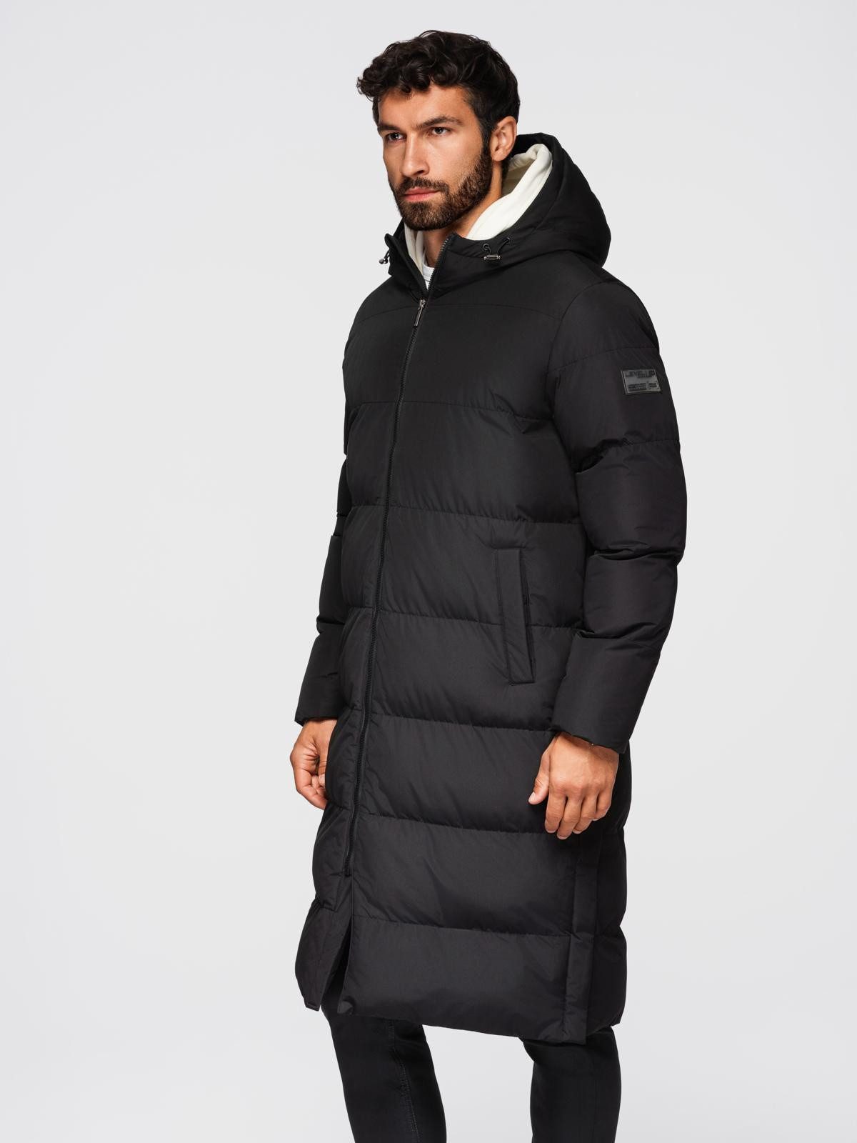 OMBRE Wintermantel Klassische lange Herrenjacke mit Kapuze