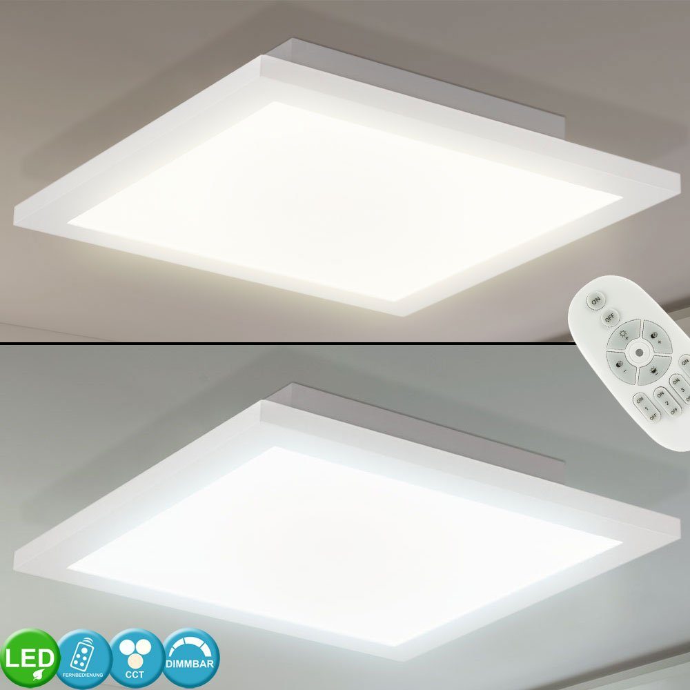 etc-shop LED Panel, LED-Leuchtmittel fest verbaut, Kaltweiß, Warmweiß, Neutralweiß, Tageslichtweiß, Deckenleuchte Fernbedienung dimmbar LED Panel Einbauleuchte | Panels
