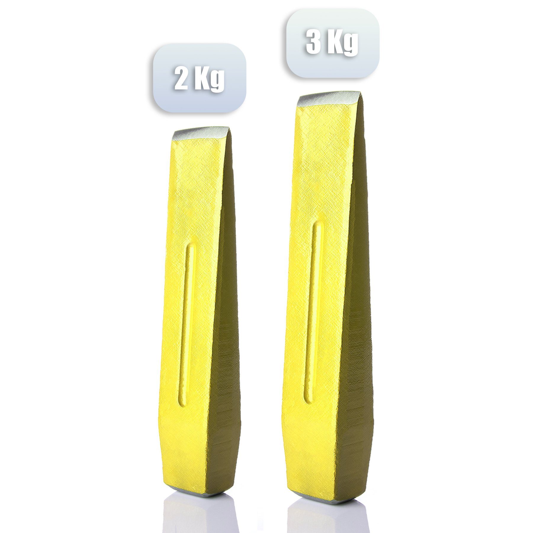 Stahl Fällkeil Holz-Spaltkeil gelb BigDean 2er Holzspalter, Drehspaltkeil (2-St) Set Carbon 2+3kg