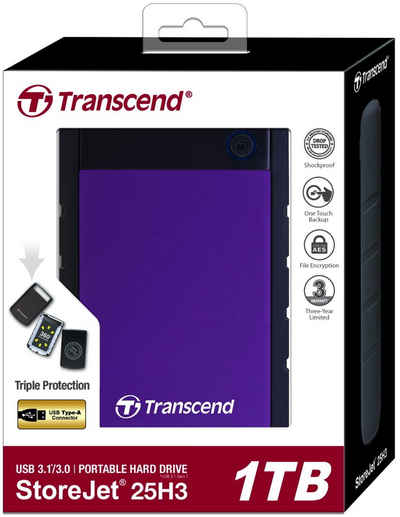 Transcend HDD externe Festplatte StoreJet 25H3 2,5 Zoll 1TB USB 3.1 purple externe HDD-Festplatte