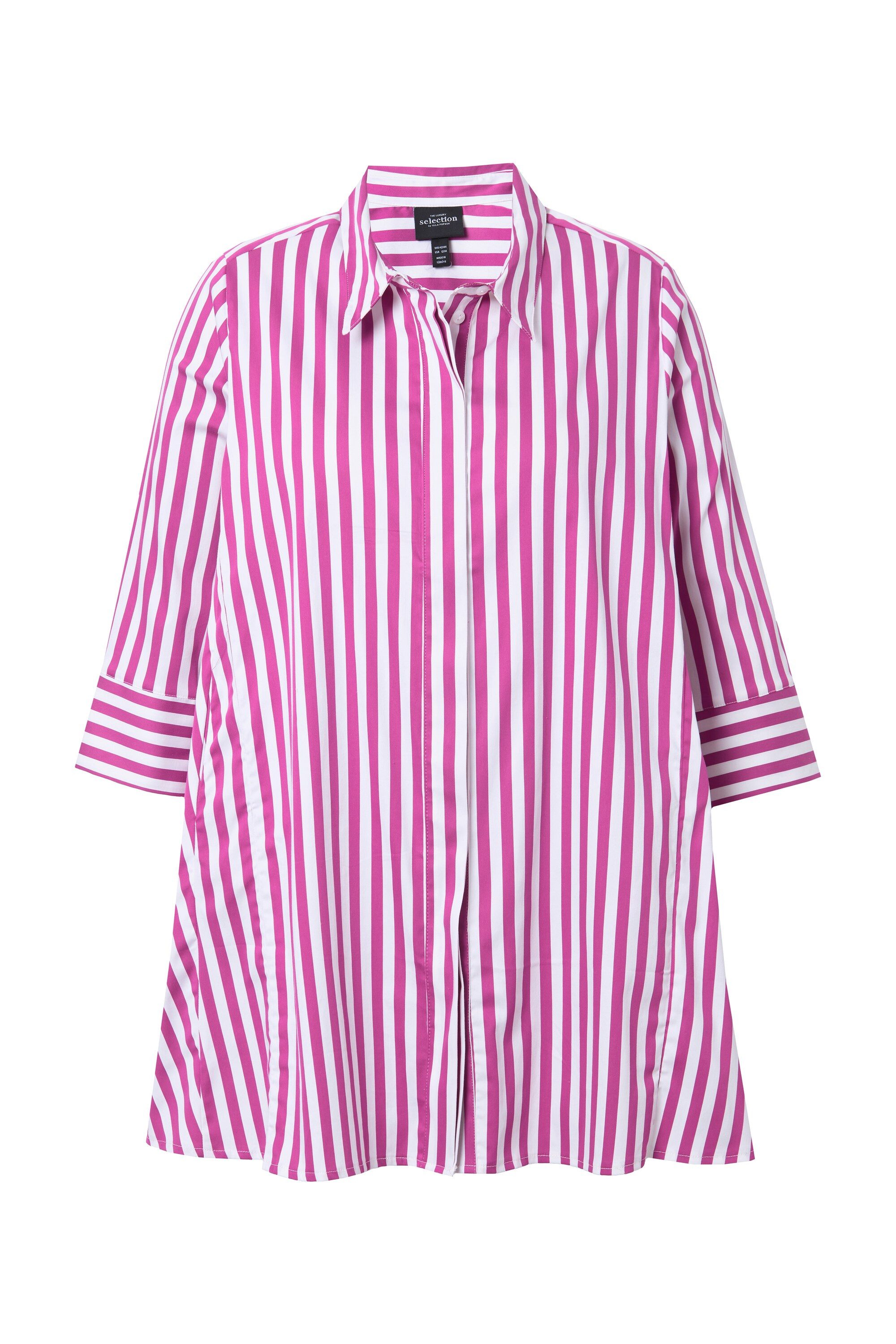 Ulla Popken Hemdbluse Bluse Streifen Godetfalten günstig online kaufen