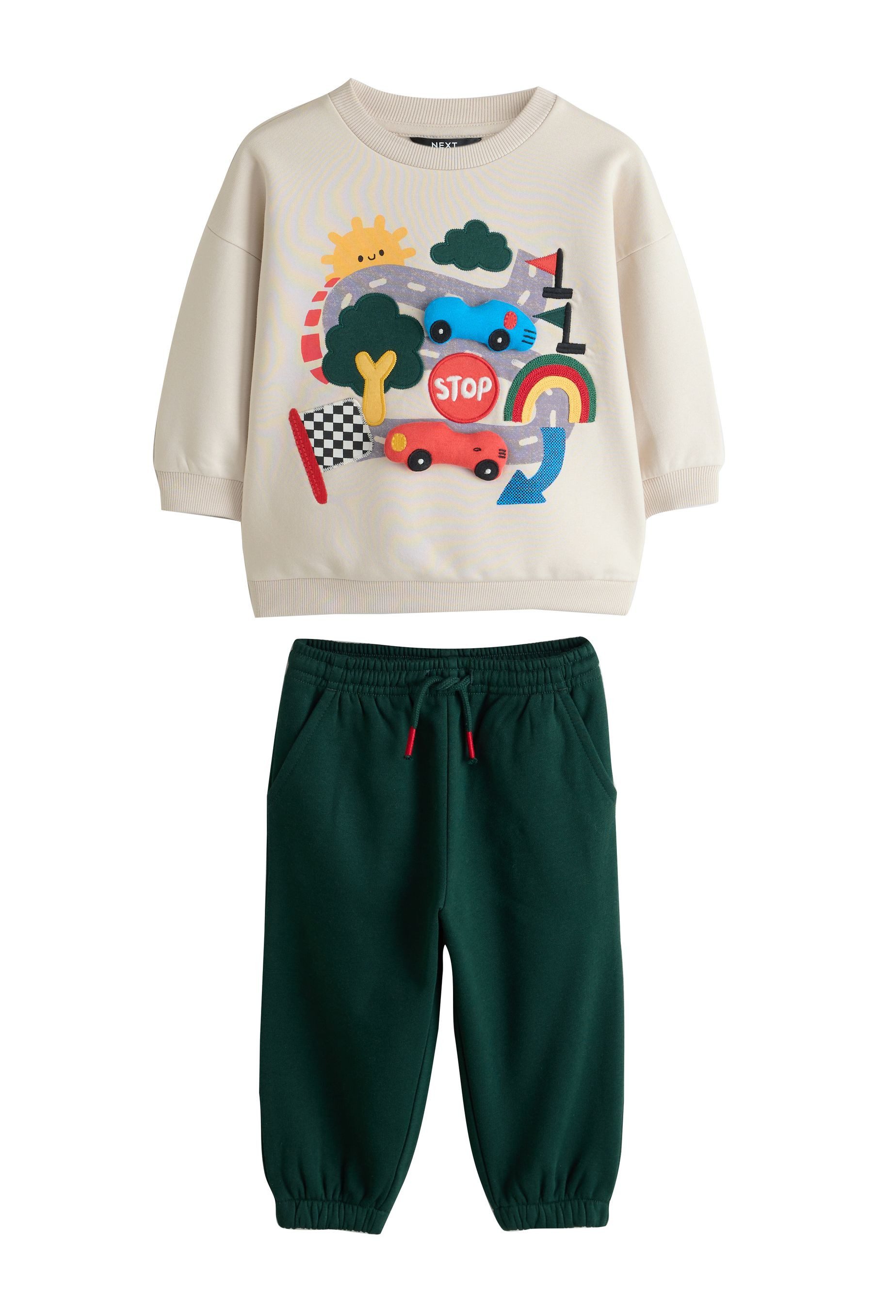 Next Sweatanzug Rundhals-Sweatshirt mit Print und Jogginghose (2-tlg)