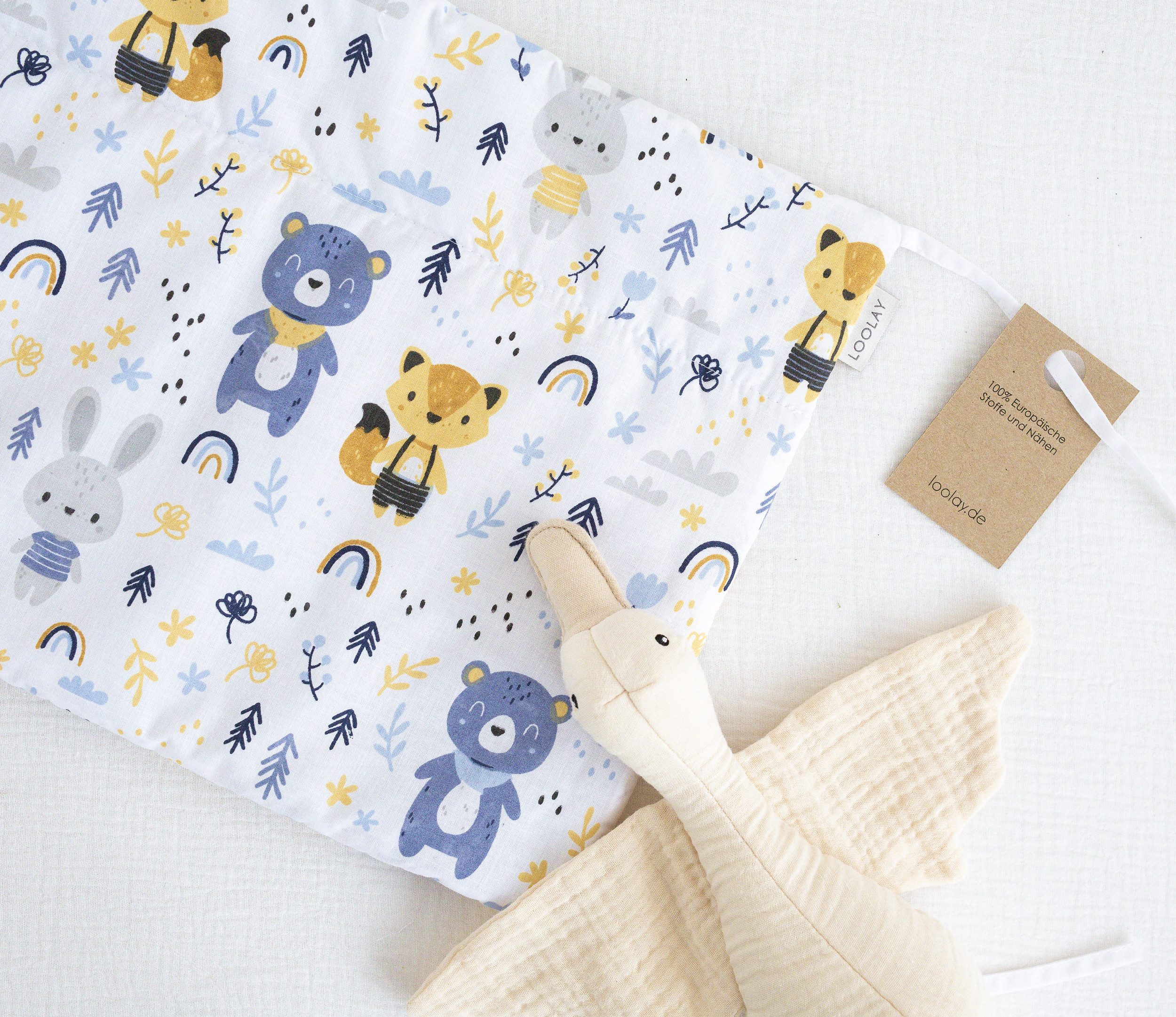 Loolay Bettnestchen WALD Tiere Baumwolle Atmungsaktives Babybett BETTUMRANDUNG Bär Fuchs, (Bett 140x70cm - 420, 210 cm, 120x60cm - 360, 180 cm, Babyaussttatung  – Bild 4 von 5