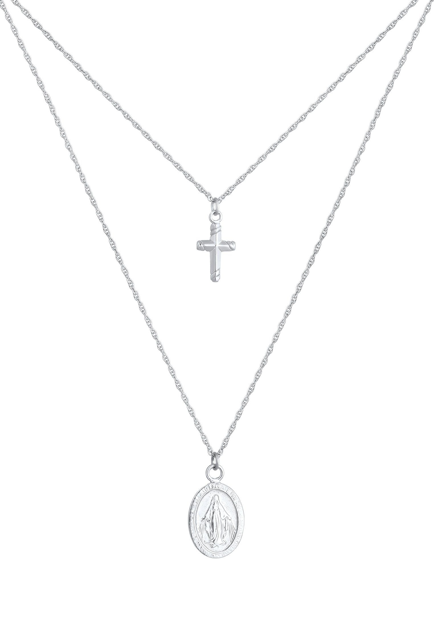 Elli Ketten-Set Layer Kreuz Marienbild 925 Sterling Silber, Kreuz günstig online kaufen