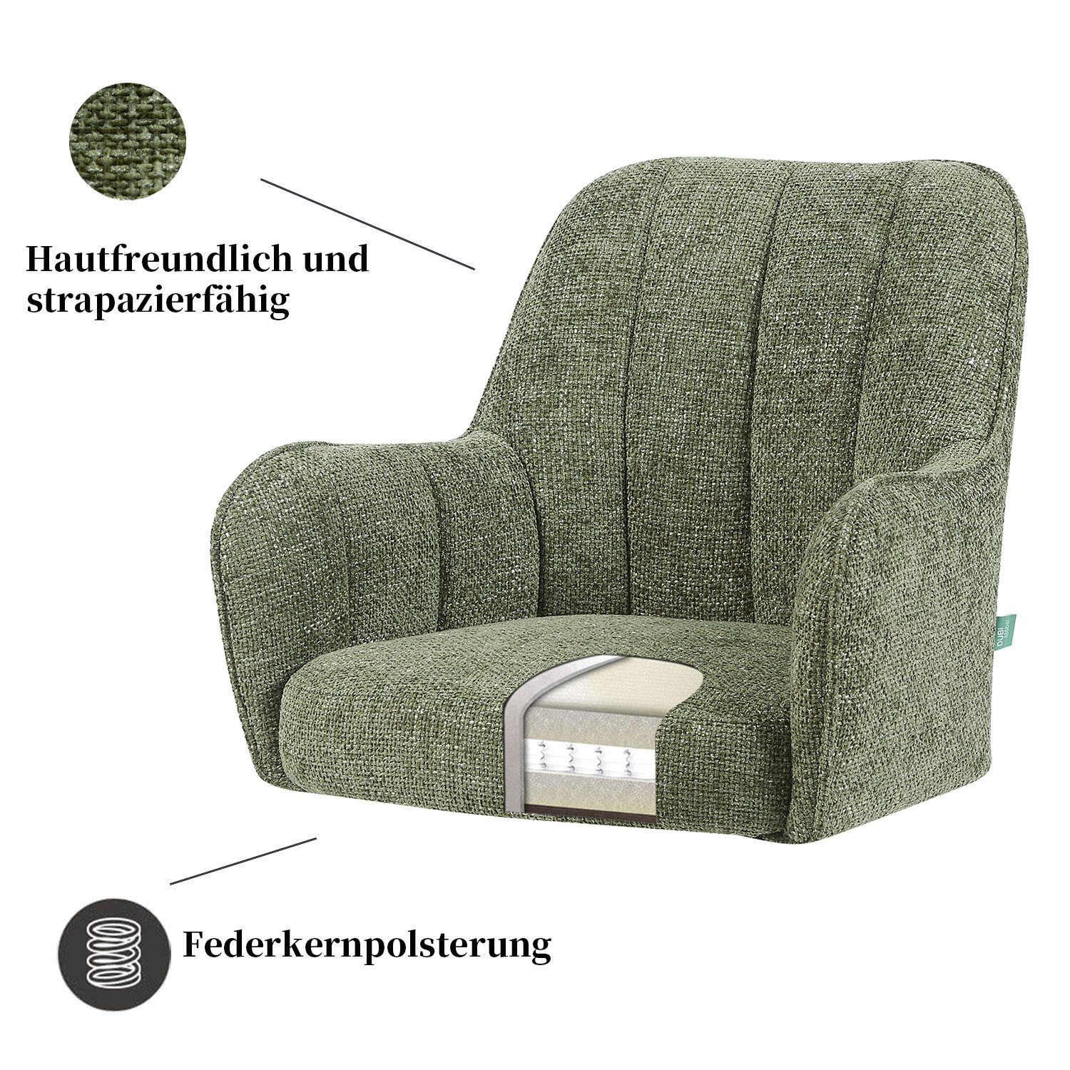 DUBI Möbel Polsterstuhl THOMAS-ZARA, 360° drehbar mit Federkernpolsterung