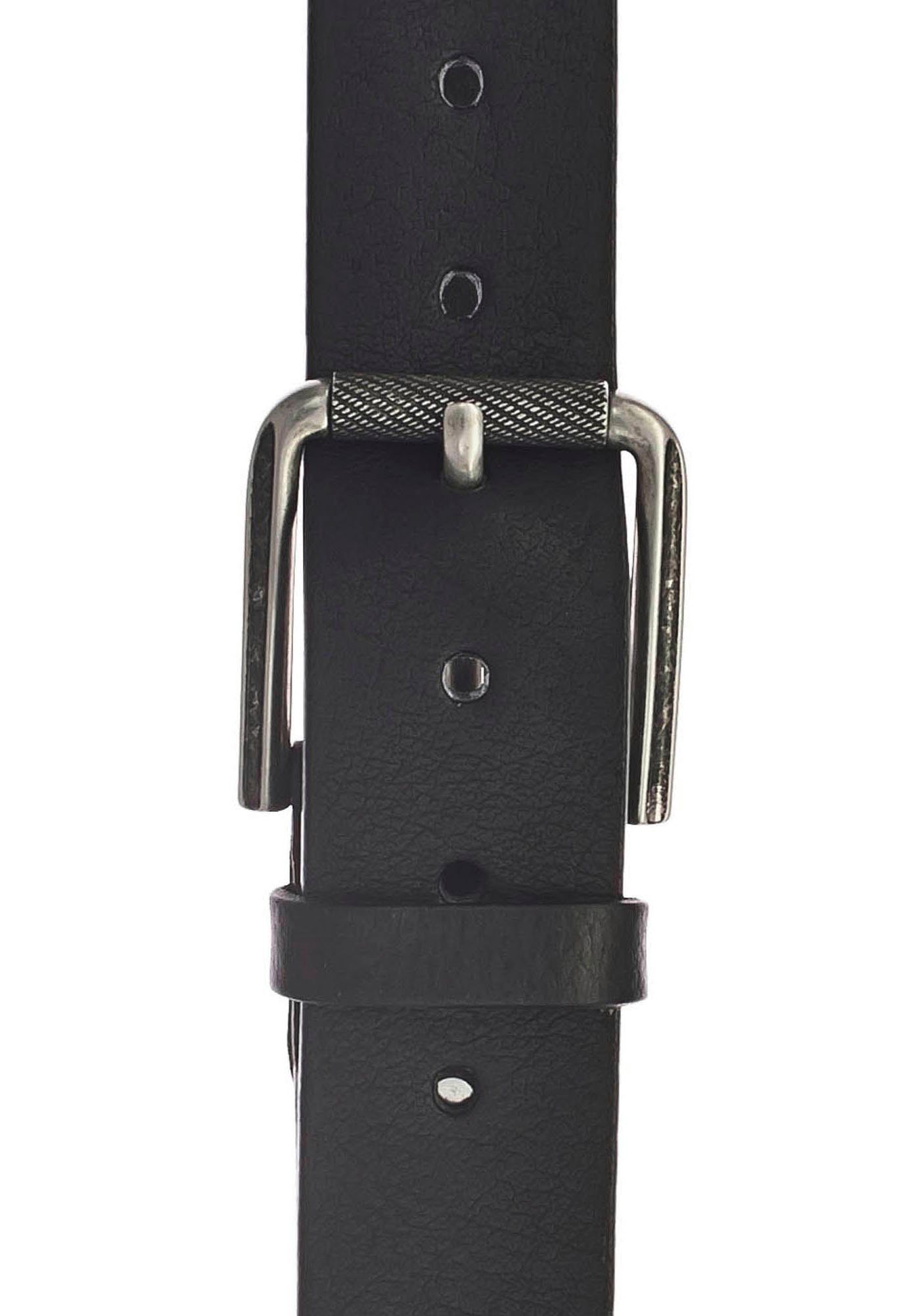 MUSTANG Schließe Verzierung mit mit geschwärztem Metall in Ledergürtel black-schwarz