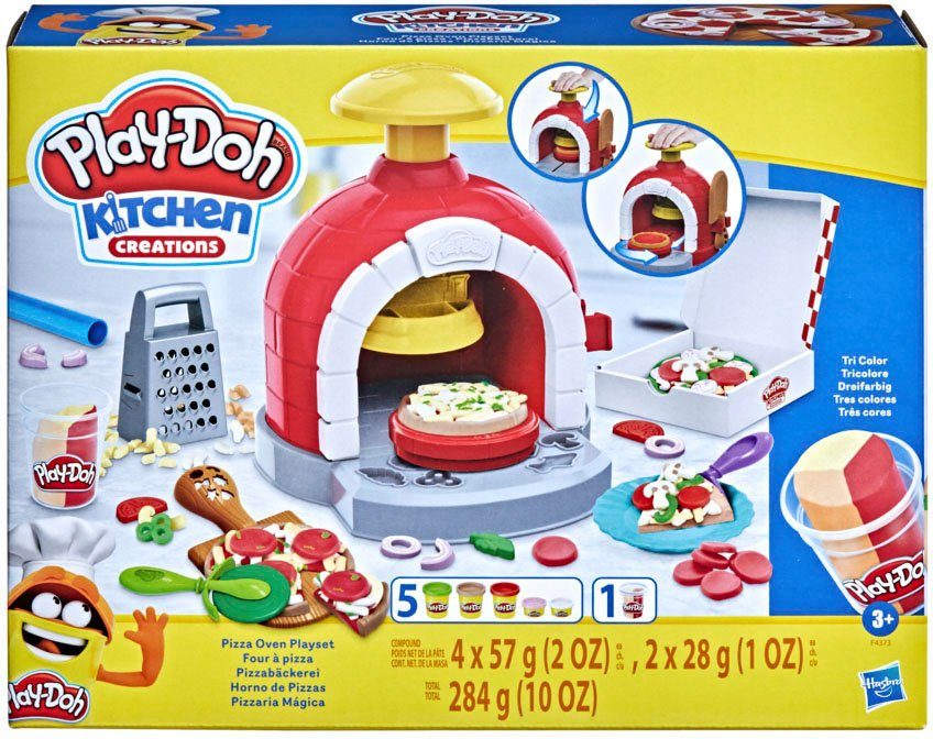 Hasbro Knete Play-Doh Pizzabäckerei, Inklusive 6 Play-Doh Farben und einer  Dose dreifarbiger Knete in Pizzafarben