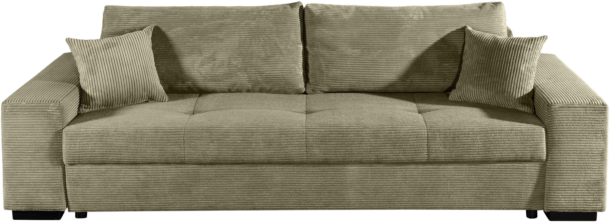COLLECTION AB Schlafsofa Kreta, B: 248 cm, Liegefl. 137x195 cm, Schlaffunktion, Bettkasten & 2 Zierkissen, optional mit Topper