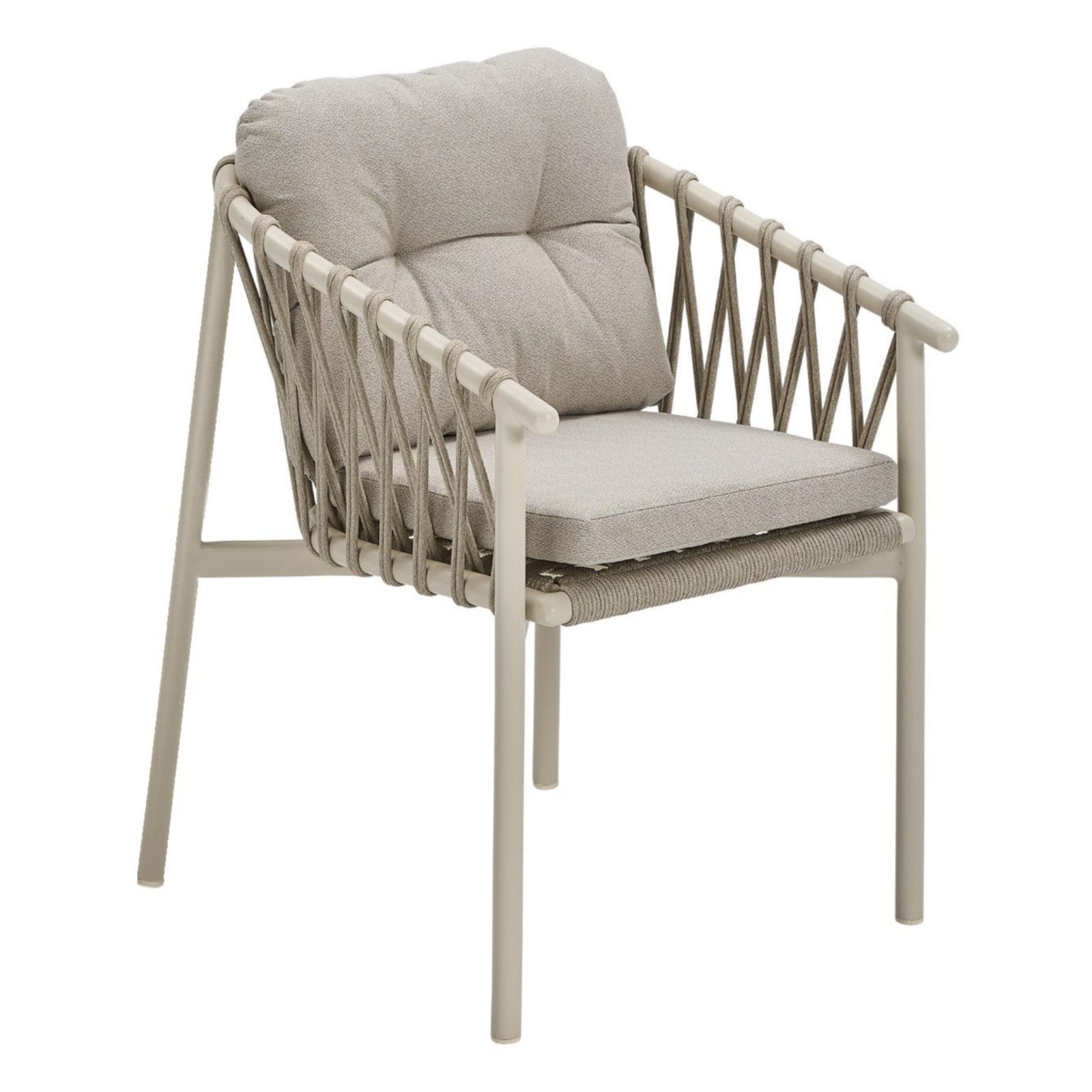 CASA DOMA Gartenstuhl Lucca (Gestell Aluminium pulverbeschichtet), Sitzschale mit Ropeflechtung, Sitz- & Rückenkissen inklusive