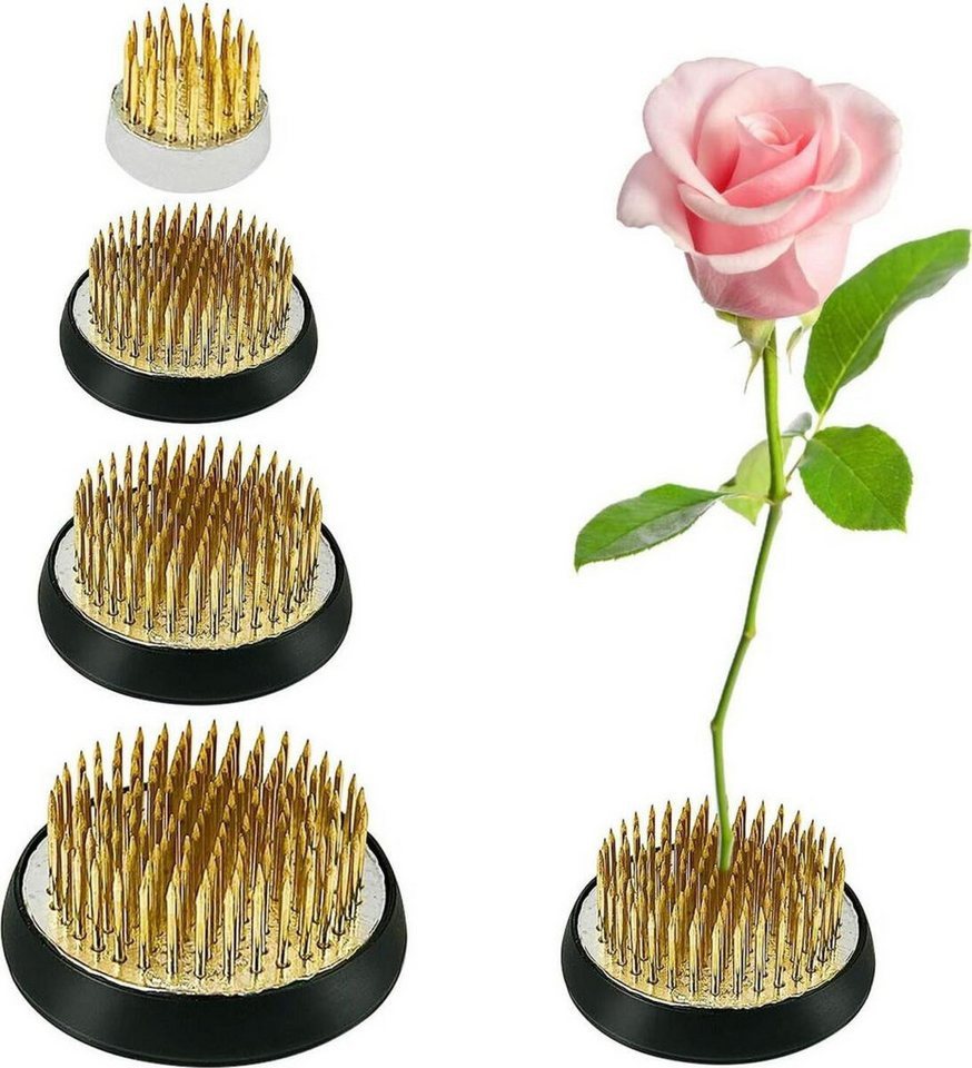 FOUORTUNATE-BEE Blumenständer 4er Set Ikebana Blumensteckhilfe aus Edelstahl mit Gummibasis (4 St), Ikebana Blumensteckhilfe Set für Floristik, Büro, Garten & Teeraum