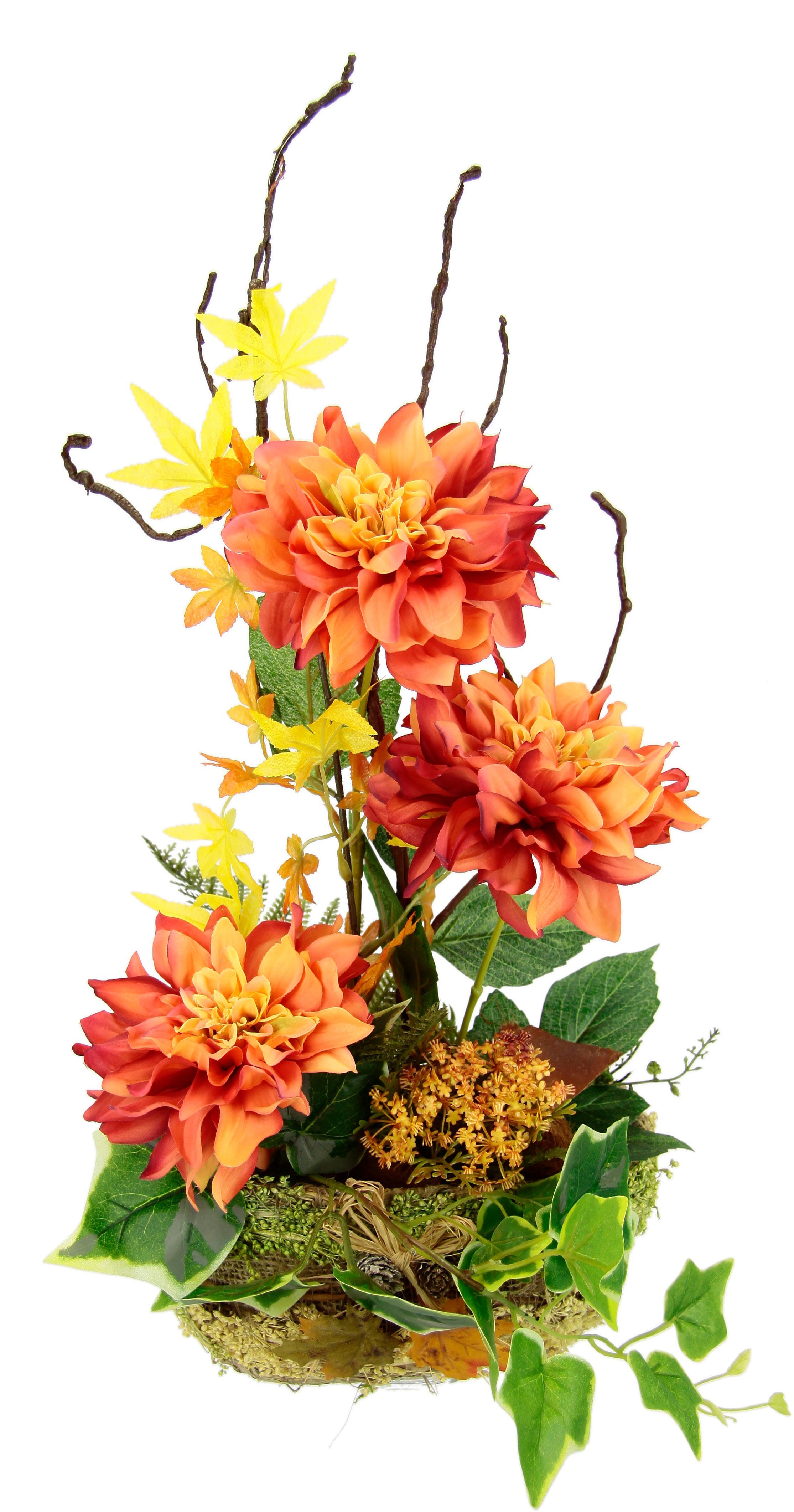 Kunstblume Dahlien-Arrangement in Pflanzschale Gesteck aus günstig online kaufen