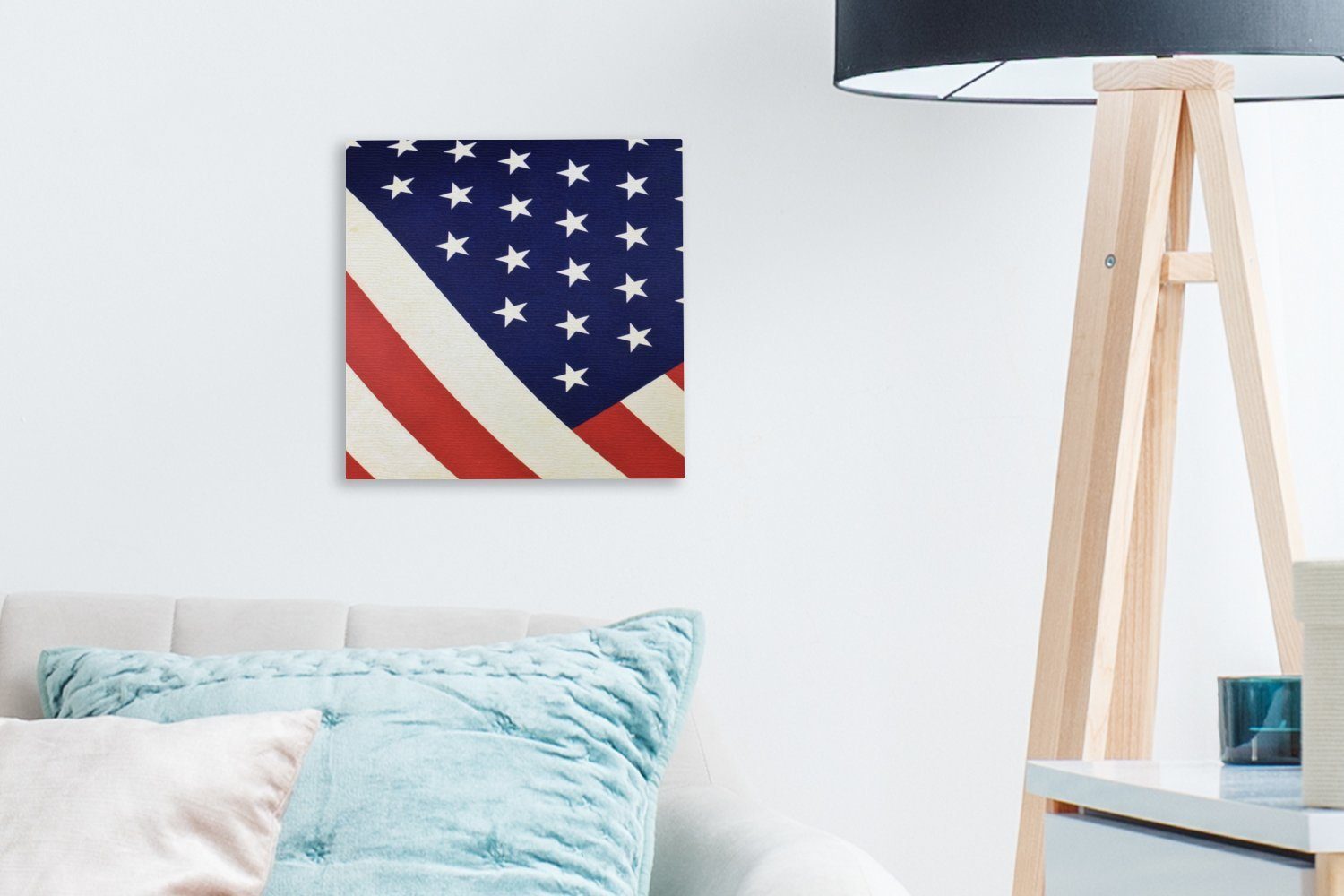 OneMillionCanvasses® Leinwandbild Teil für Vereinigten Wohnzimmer Bilder Leinwand (1 der Flagge Schlafzimmer der Staaten, St)
