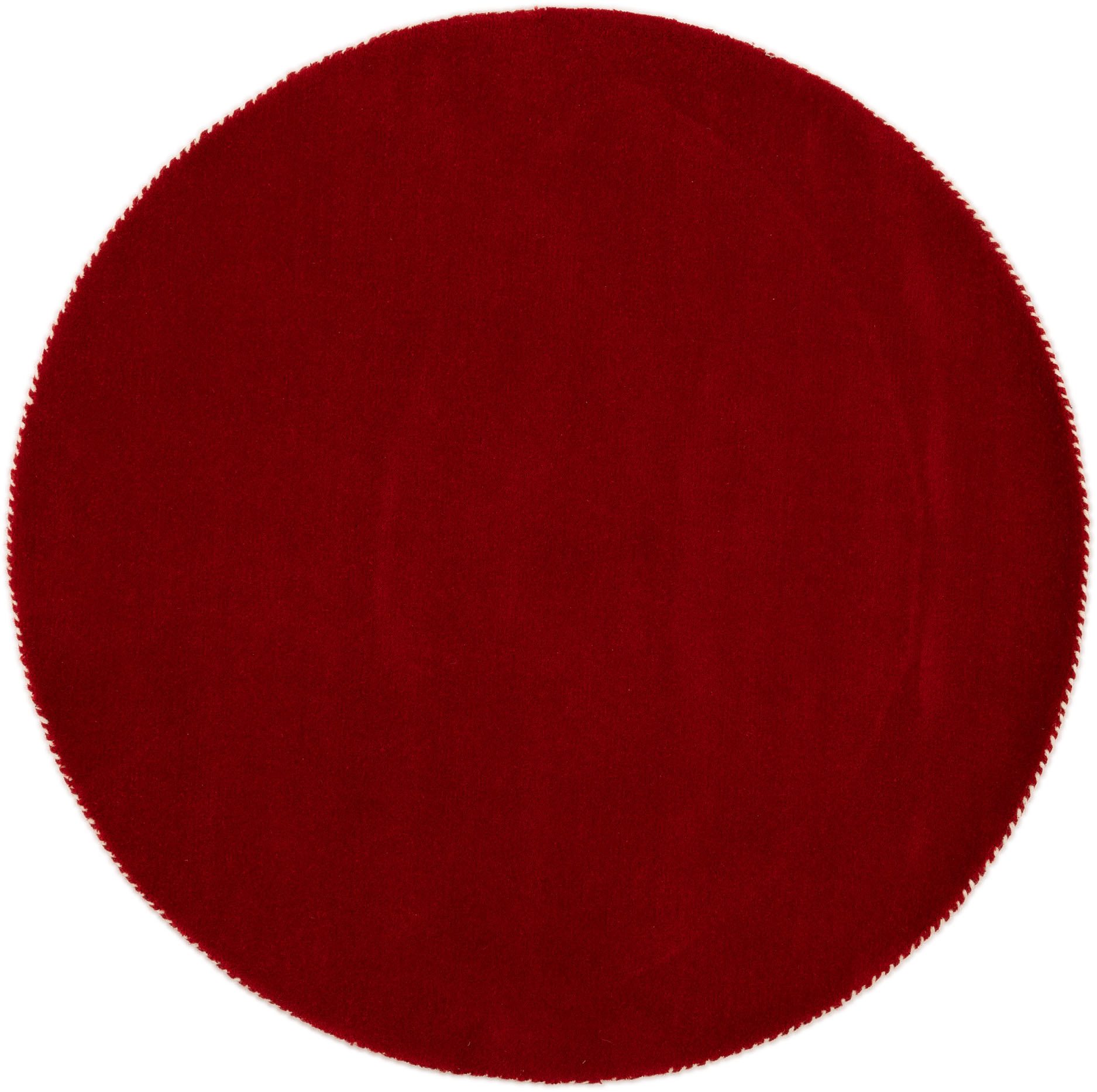 carpetfine Wollteppich Gabbeh Lola Uni, rund, Höhe: 14 mm, mit natürlichem Pflanzenmaterial von Hand gewebt, auch in Rund