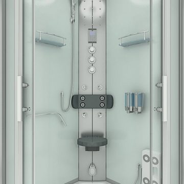 AcquaVapore Dampfdusche Dampfdusche Duschkabine D58-00T3 Weiß 80x80, Sicherheitsglas ESG, inklusive Duschwanne