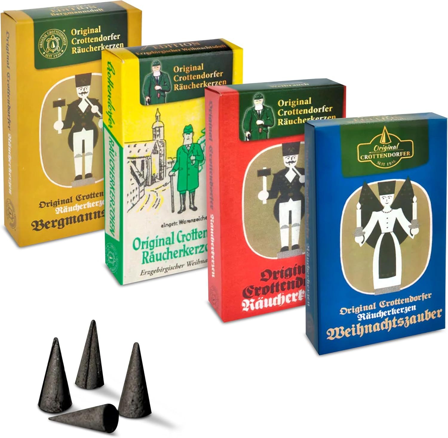 Crottendorfer Ароматические конусы Crottendorfer Räucherkerzen 4er Set Nostalgie (96-St., 4 Pack a 24 Stück), 100% Made in Germany