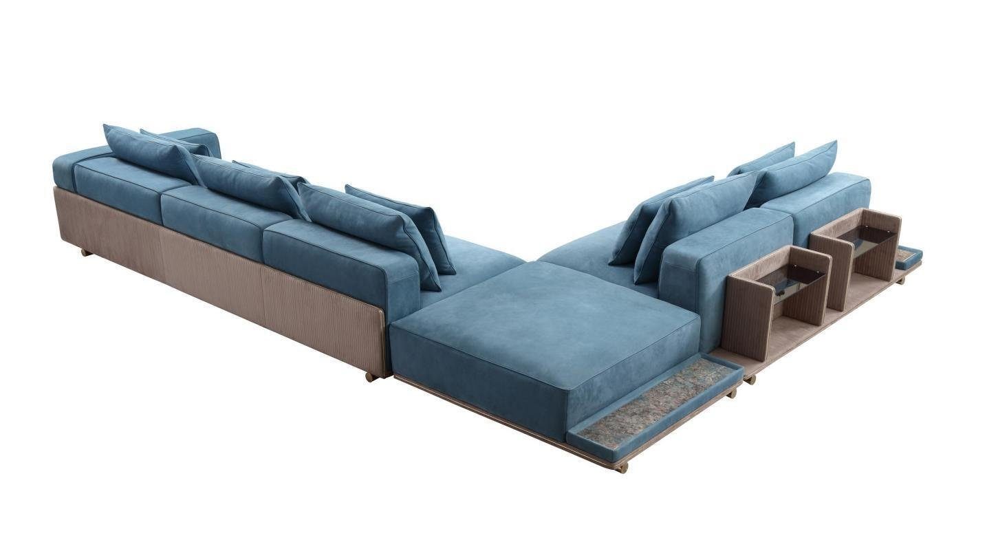 JVmoebel Ecksofa Blau Ecksofa L-Form Europa Luxus in Luxus Stoffmöbel 1 Couch Wohnzimmer Teile, Made Neu, Design