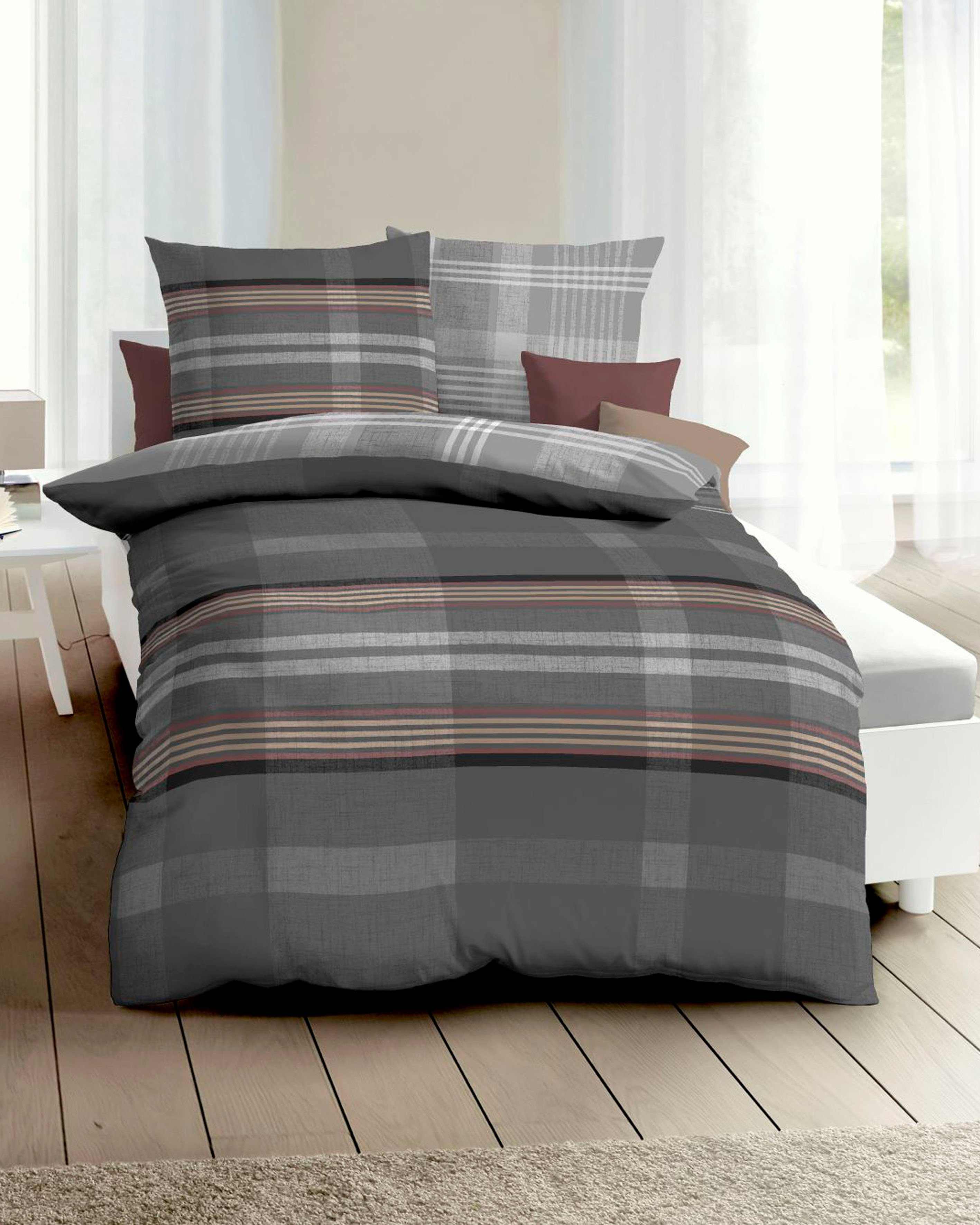 Kaeppel Bettwäsche Beyond, Feinbiber, 3 teilig, mit Karomuster