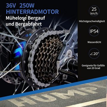 Myatu E-Bike E-Mountainbike, 26 Zoll Elektrofahrrad mit 36V 10,4AH Batterie M4143, 21 Gang, Kettenschaltung, 375,00 Wh Batterie