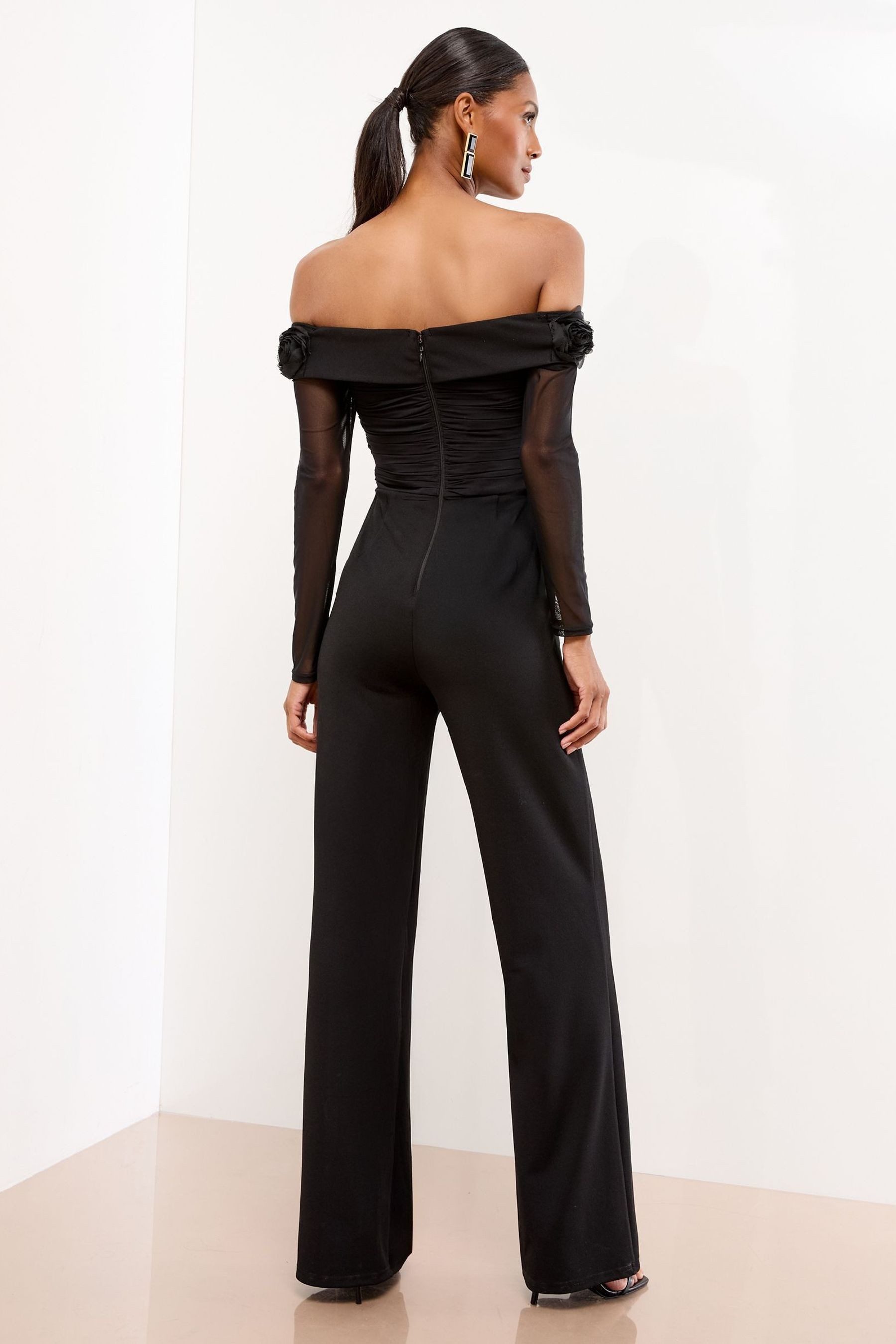 LIPSY Jumpsuit Lipsy Bardot-Jumpsuit mit Mesh, Regular (1-tlg)