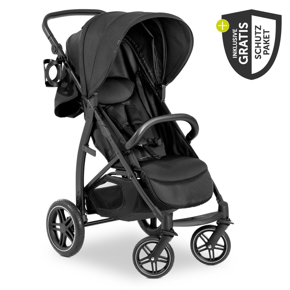 Hauck Sportbuggy Rapid 4D - Black, Sportwagen mit Liegefunktion, höhenverstellbar inkl. Zubehör bis 22 kg