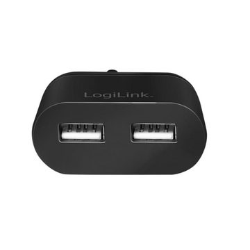 LogiLink USB-Stromadapter mit 1,5m Festkabel Stromadapter, 2x USB-A-Buchse, 12 W, Schwarz