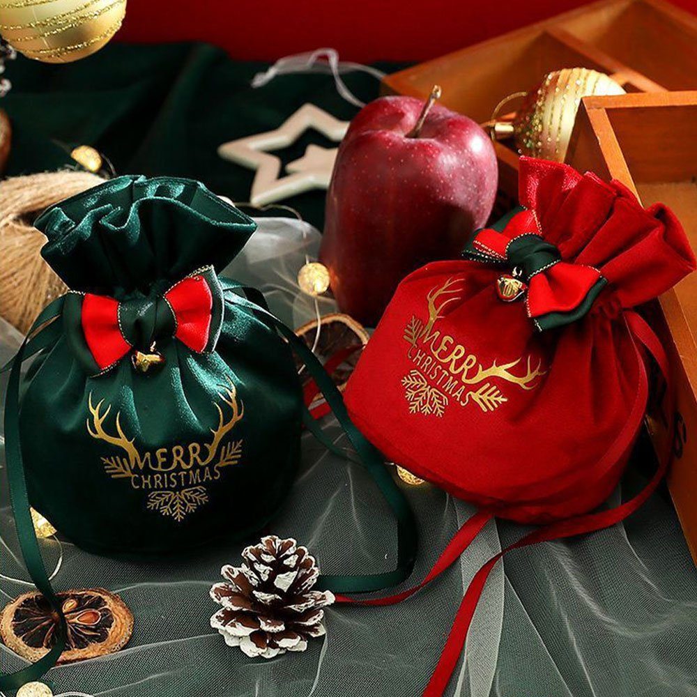 2-tlg AUzzO~ Weihnachten Süßigkeiten Geschenkpapier Tragbares, für Apfeltasche Weihnachtsfeier für Weihnachtsdekoration geschenktüte