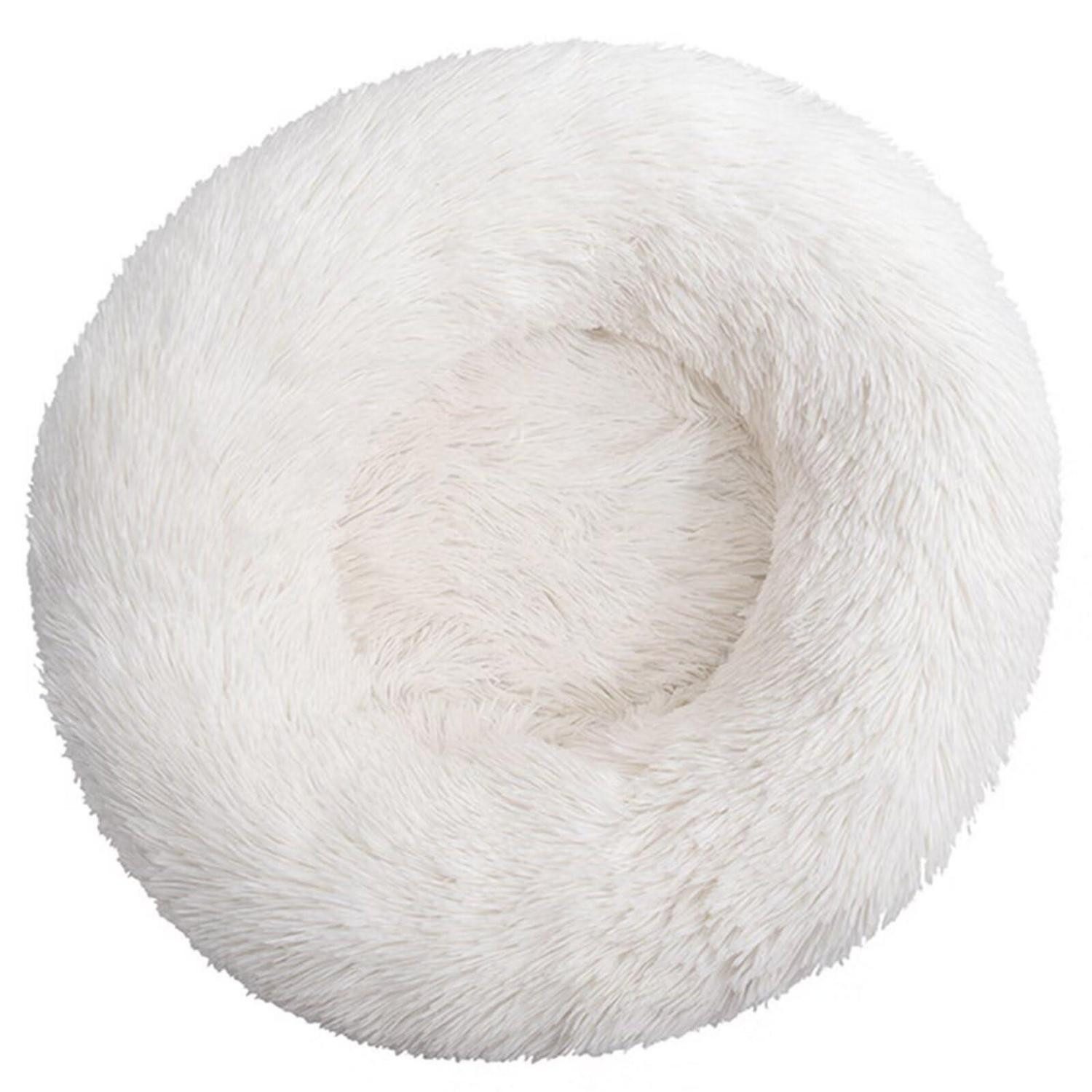 LuxusKollektion Hundebett Hundebett rund Plüsch Donut 40cm Weiß