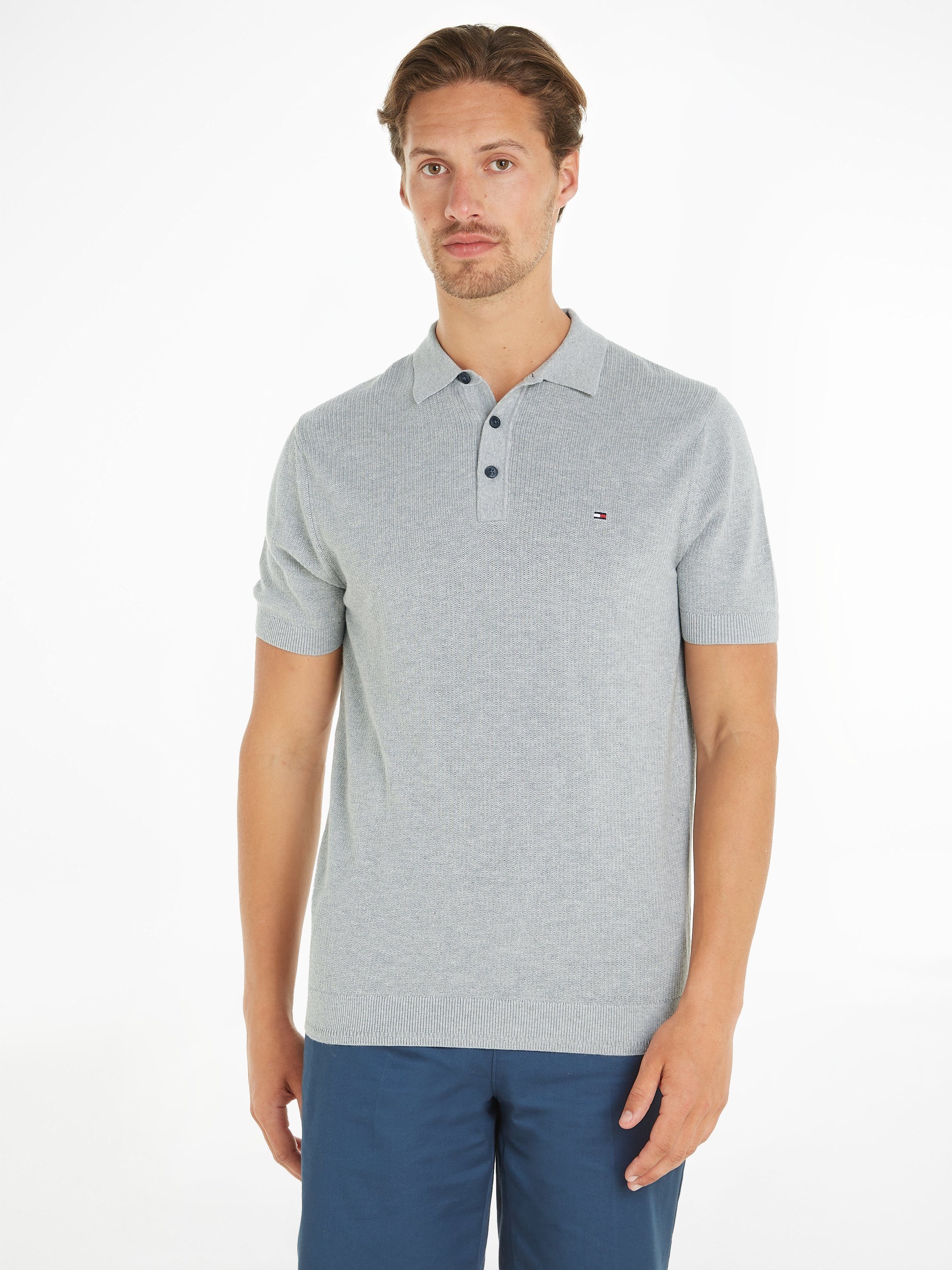 Tommy Hilfiger Poloshirt CHAIN RIDGE STRUCTURE SS POLO mit Logostickerei auf der Brust