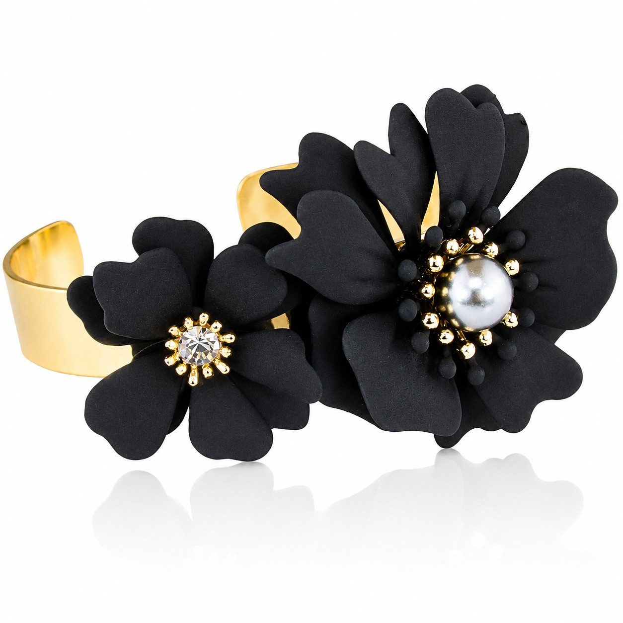 LUISIA® Armreif Armspange "Nelia" mit Blumen (inkl. Schmuckbox), 16 Karat vergoldet
