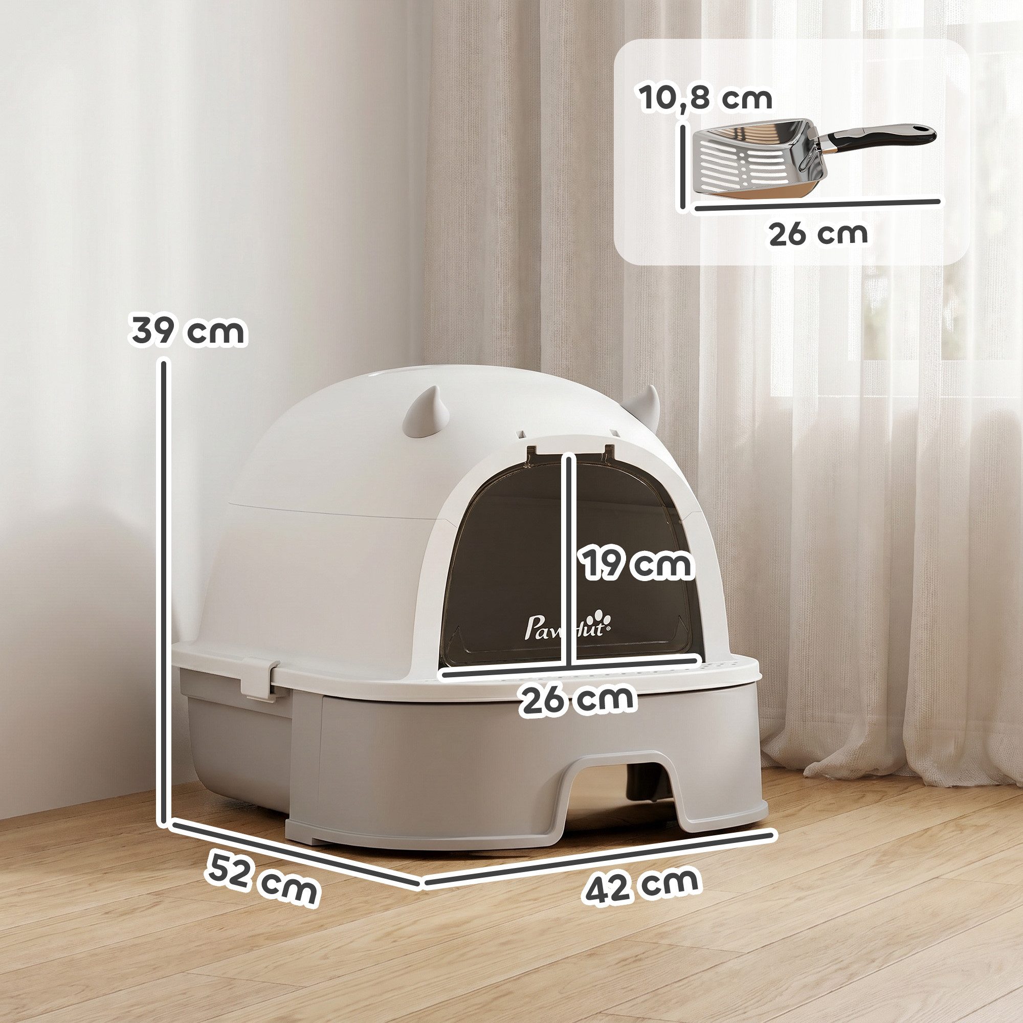 PawHut Katzentoilette Katzenklo mit Schaufel & Aktivkohlefilter, für mittelgroße Katzen bis 5 kg