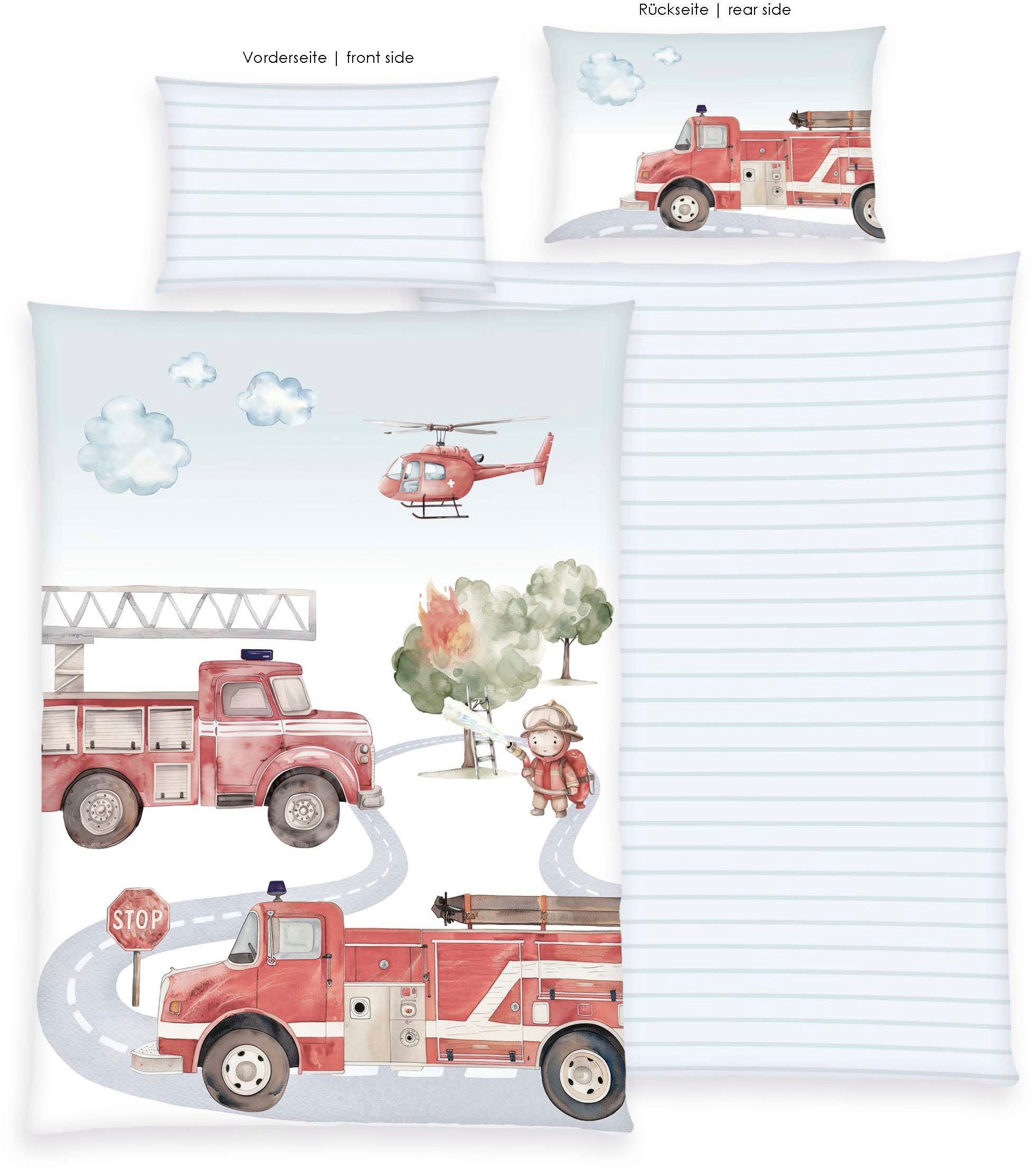 Baby Best Babybettwäsche Feuerwehr, Renforcé, 2 teilig, Wendebettwäsche