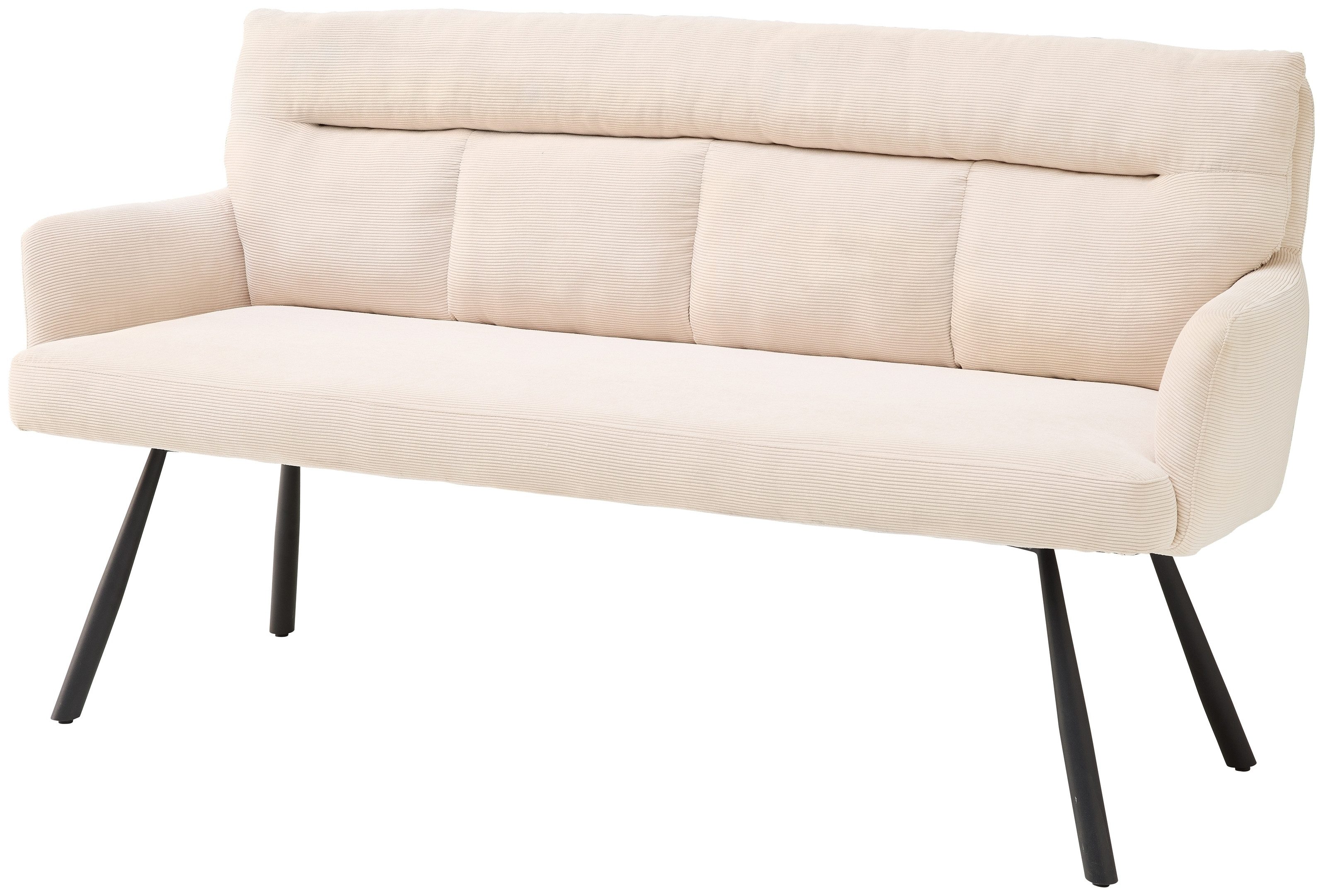 freiraum Polsterbank Sofia, Federkern, Armlehnen, Cordbezug beige, schwarz - 180x93x69 (BxHxT)