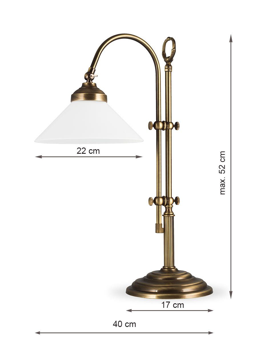 Helios Leuchten Schreibtischlampe Tischleuchte Messing antik vintage, Leselampe Nachttischlampe, Handarbeit echtes Messing