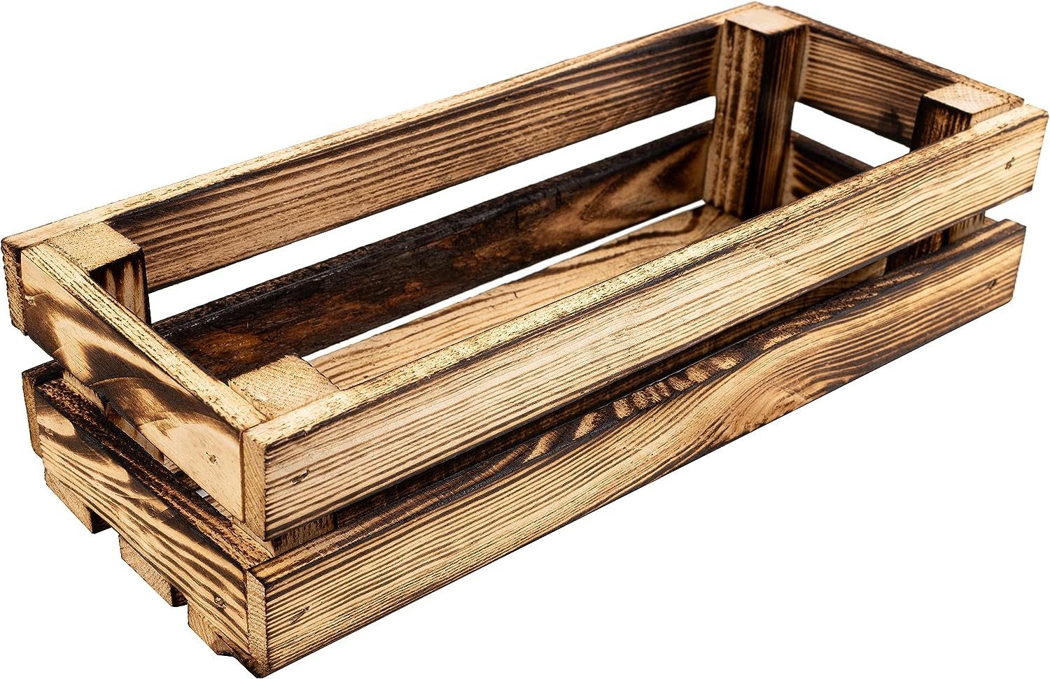 Creative Deco Holzkiste Weinkiste klein Obstkiste Aufbewahrungskiste 34x14x9 cm, echtes Kiefernholz