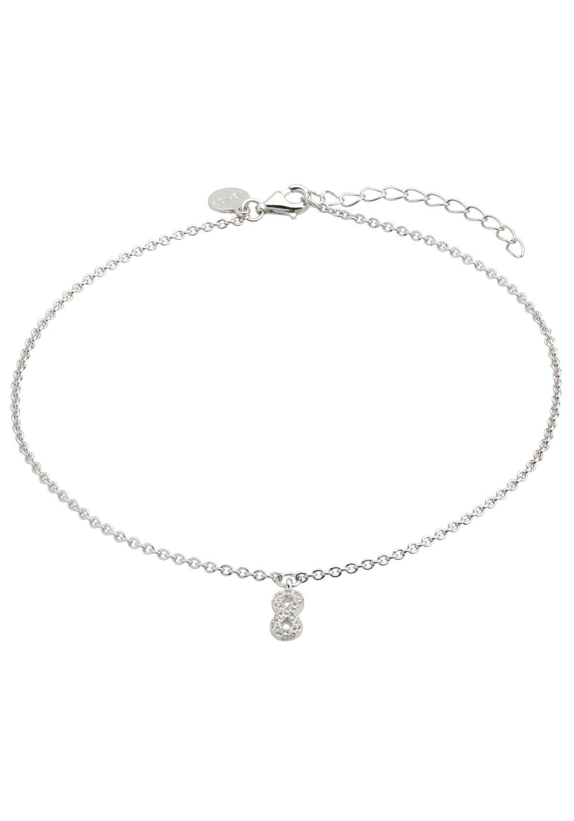 XENOX Fußkette mit Anhänger Infinity/Unendlichkeitsschleife, XS3532, mit Zirkonia (synth)