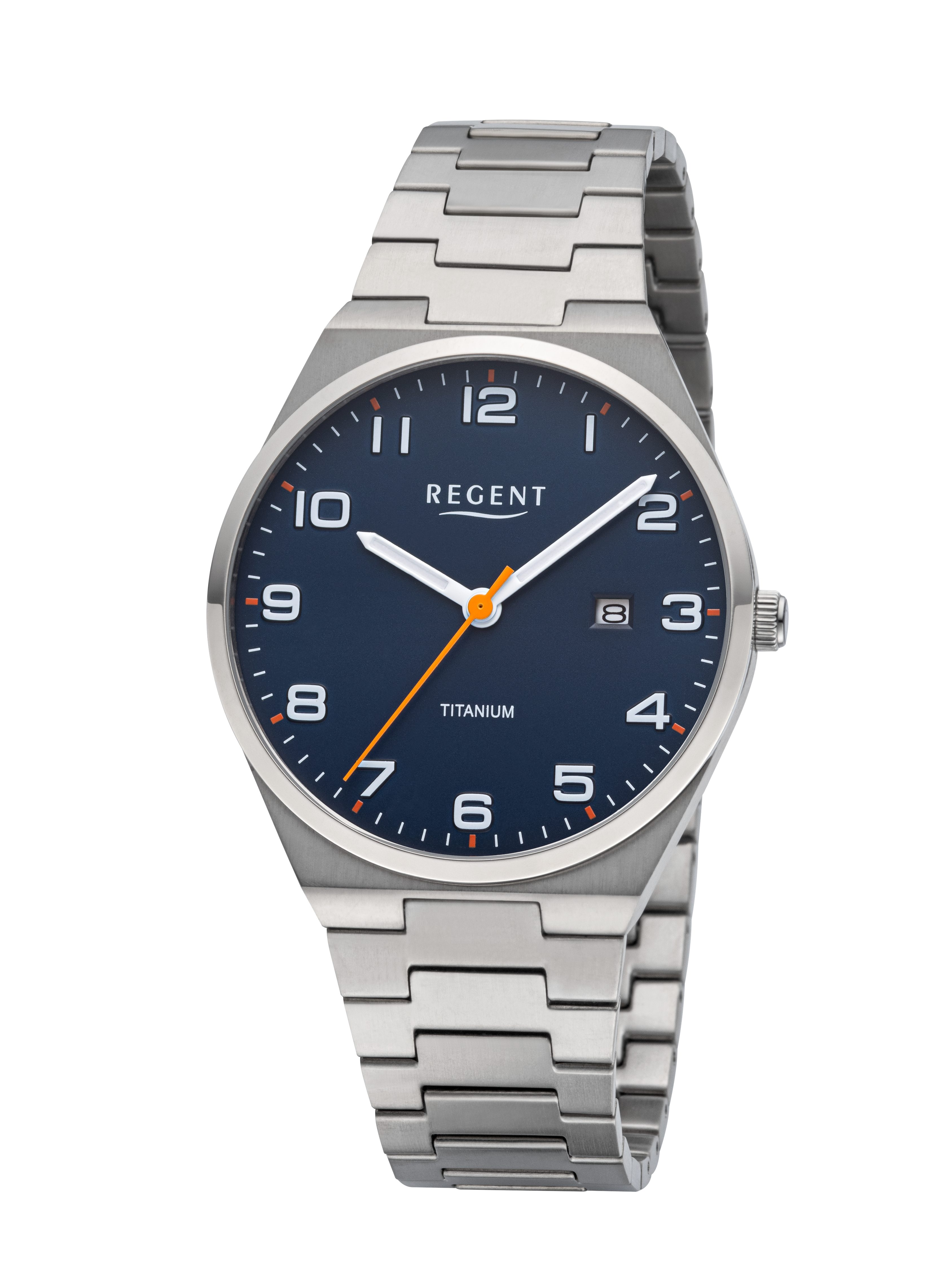 Regent Titanuhr F1615, Quarzuhr, Armbanduhr, Herrenuhr, analog, Tag
