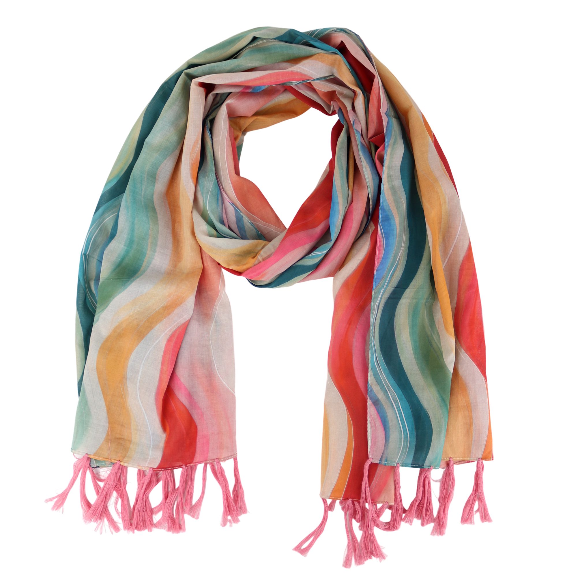 MIRROSI Modeschal Weicher & Leicht Großes Schal, ca.70x180cm, Regenbogen Wellen, (aus 100% Baumwolle, Atemberaubende Designs), Damen Halstuch Stola ideal für Frühling, Sommer und Herbst